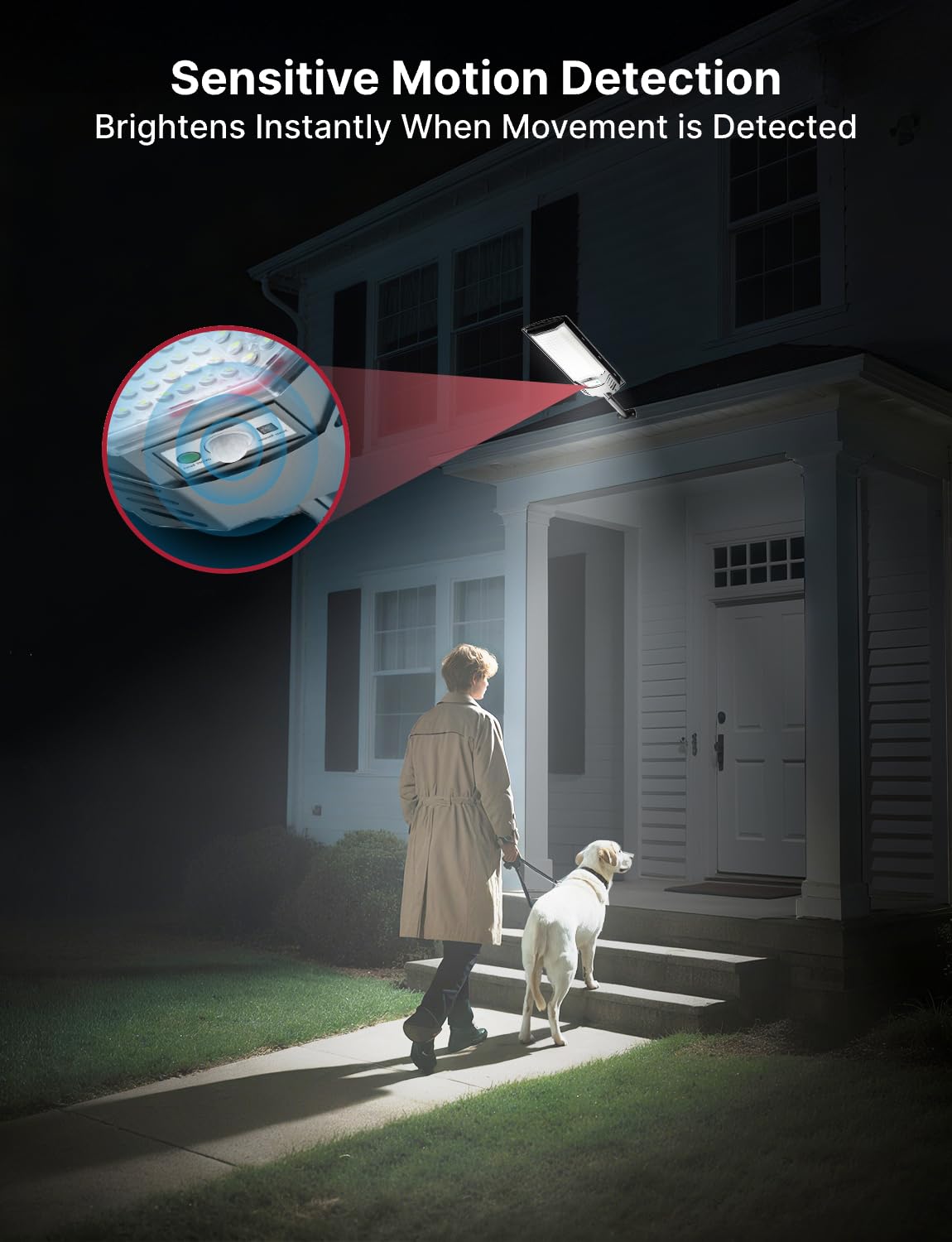 Eontim Solar Street Light  2 Pack Wide-Angle Led Solar Flood Light With Motion Sensor  Waterproof Solar Powered Outdoor Security Lighting For Yard  Driveway  Barn