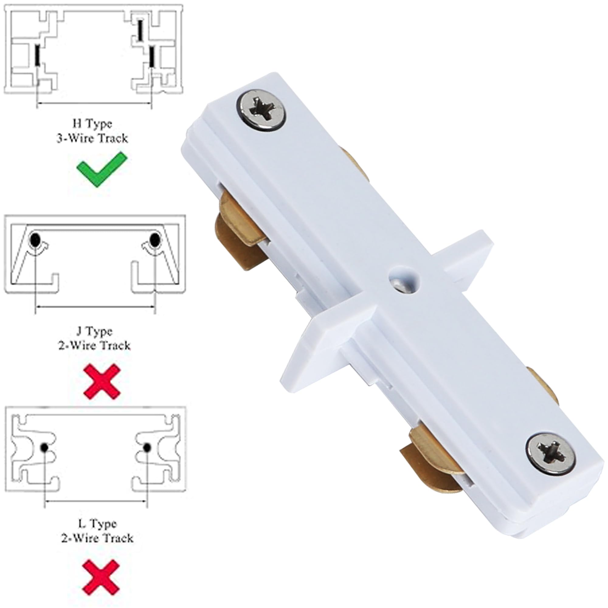 Yuemegou H Track I Connector H Type Single Circuit 3-Wire-1 Track Lighting Accessories For H Track System Track Lighting Connect