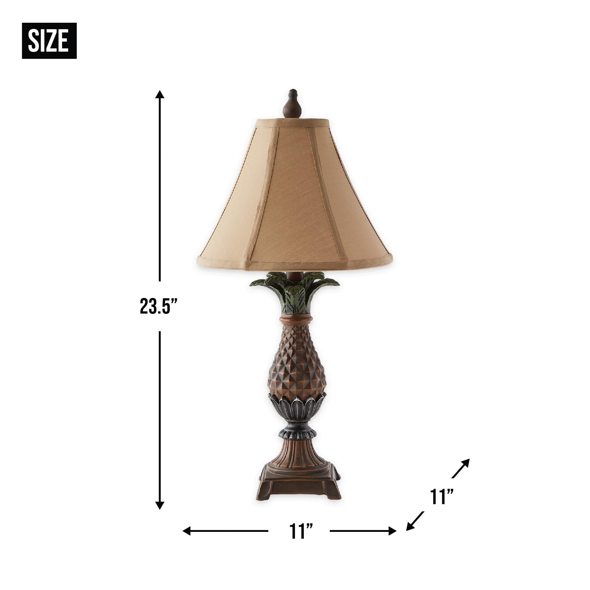 Accent Plus Pineapple Table Lamp, 11" x 11" x 23.5", Multicolor Resin, Model 10017183