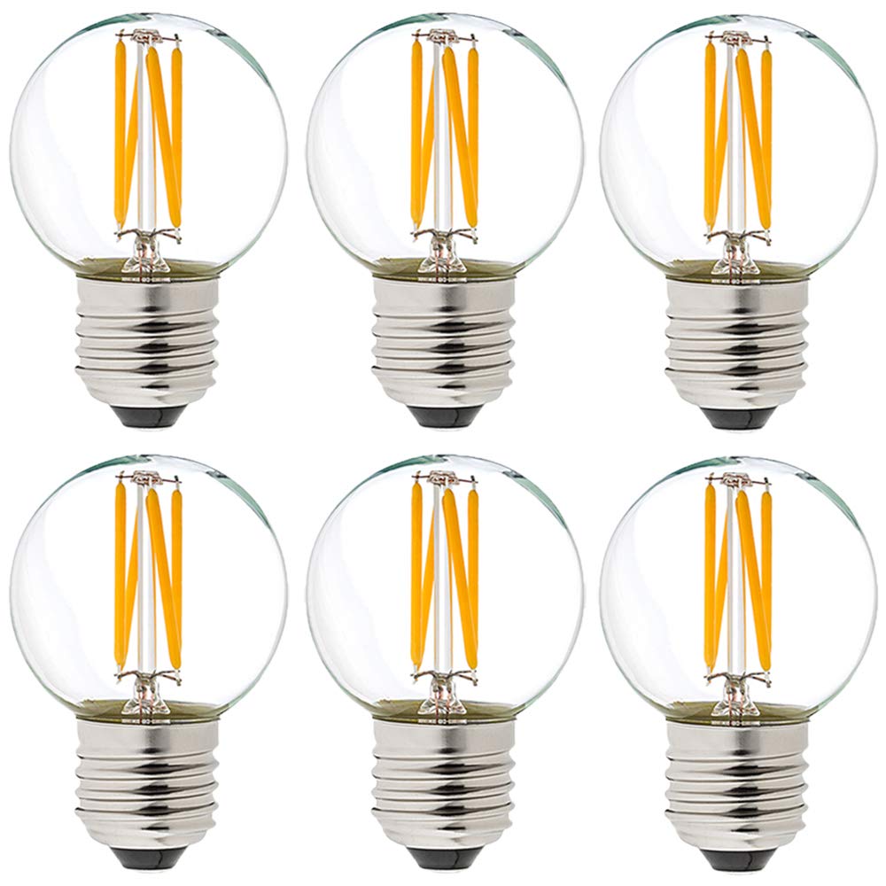 LiteHistory G16.5 LED Bulb 4W 2700K Warm White Glass Globe 6-Pack E26 400lm