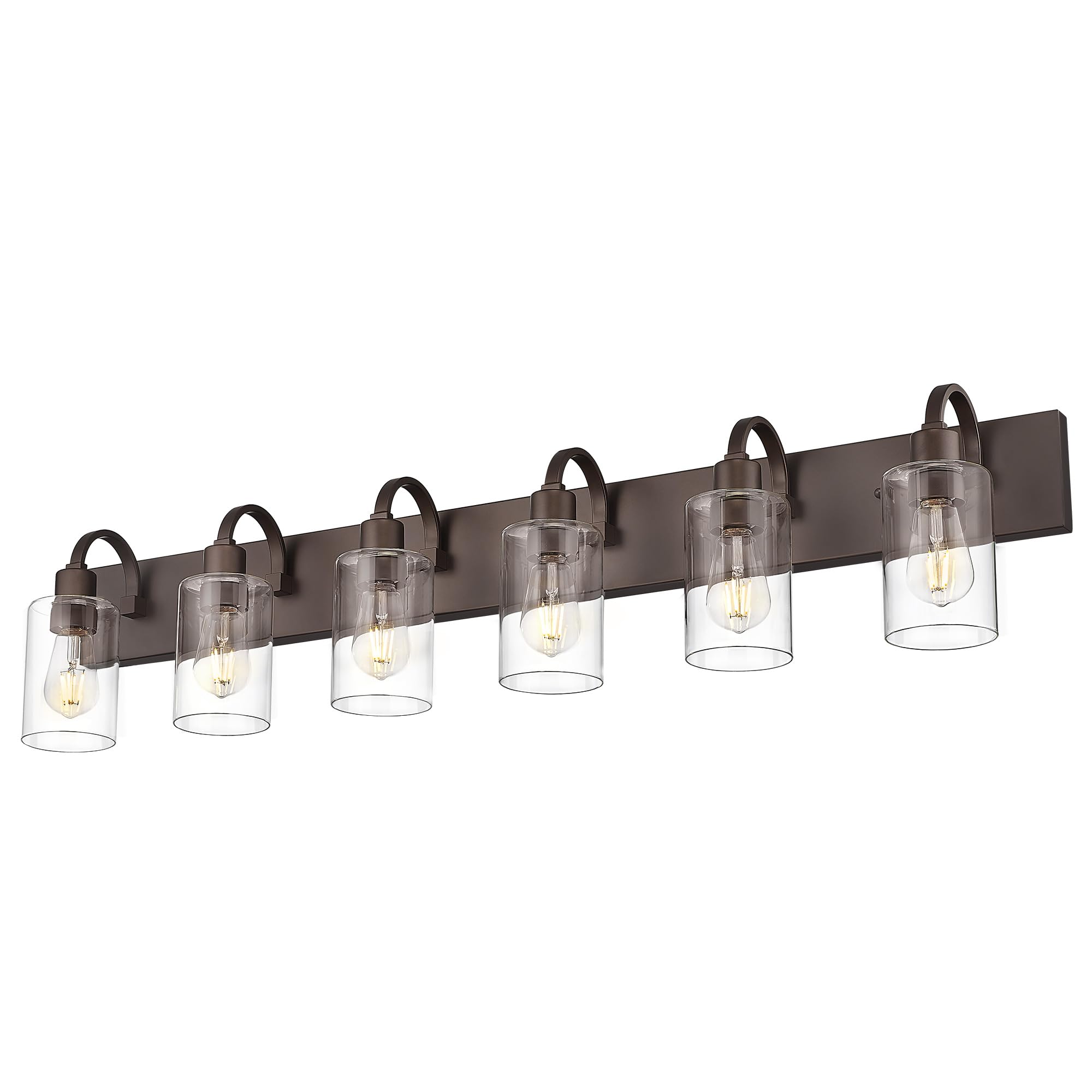 Emliviar 44.7" 6-Light Farmhouse Vanity Light, Oil Rubbed Bronze Wall Sconce With Clear Glass