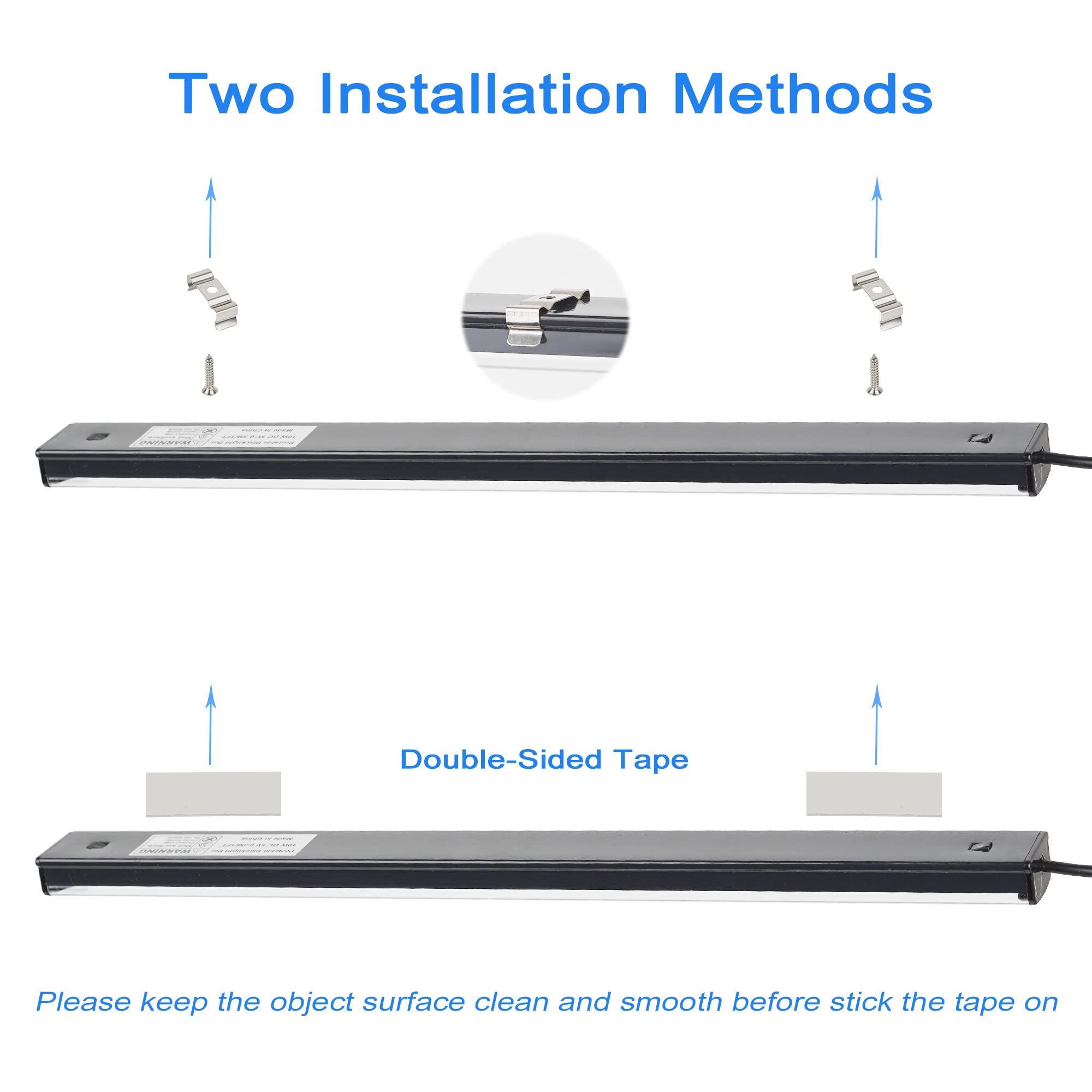 GREENIC USB Black Light Bar 10W UV LED Strip Lights 1FT Black 2 Pack
