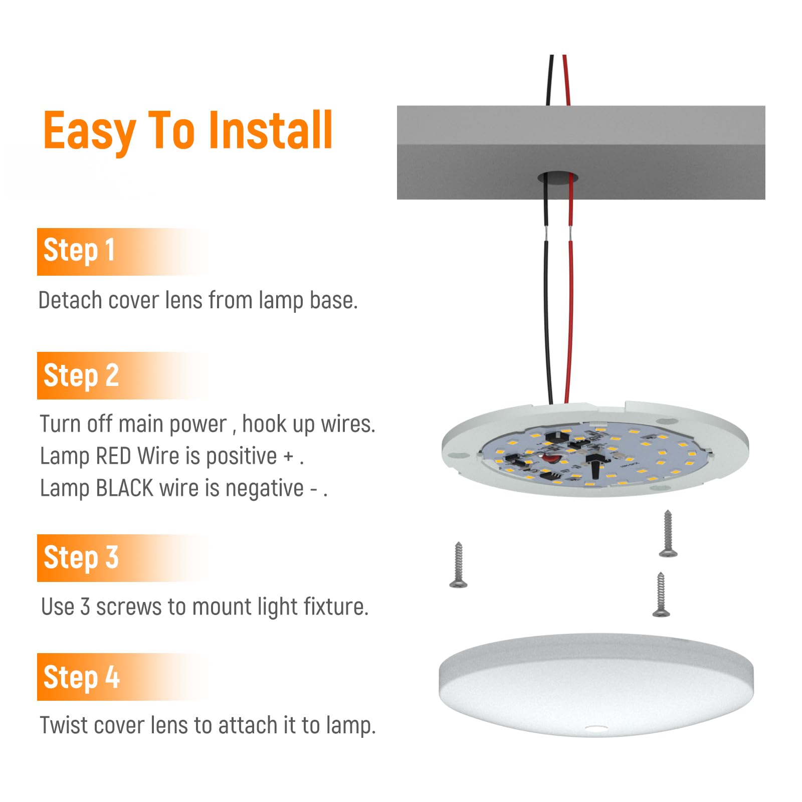 Obeaming RV LED Ceiling Dome Light 4.5" 12V Dimmable White Puck Light, CRI 90+, Surface Mount, 1 Pack 4000K, Model