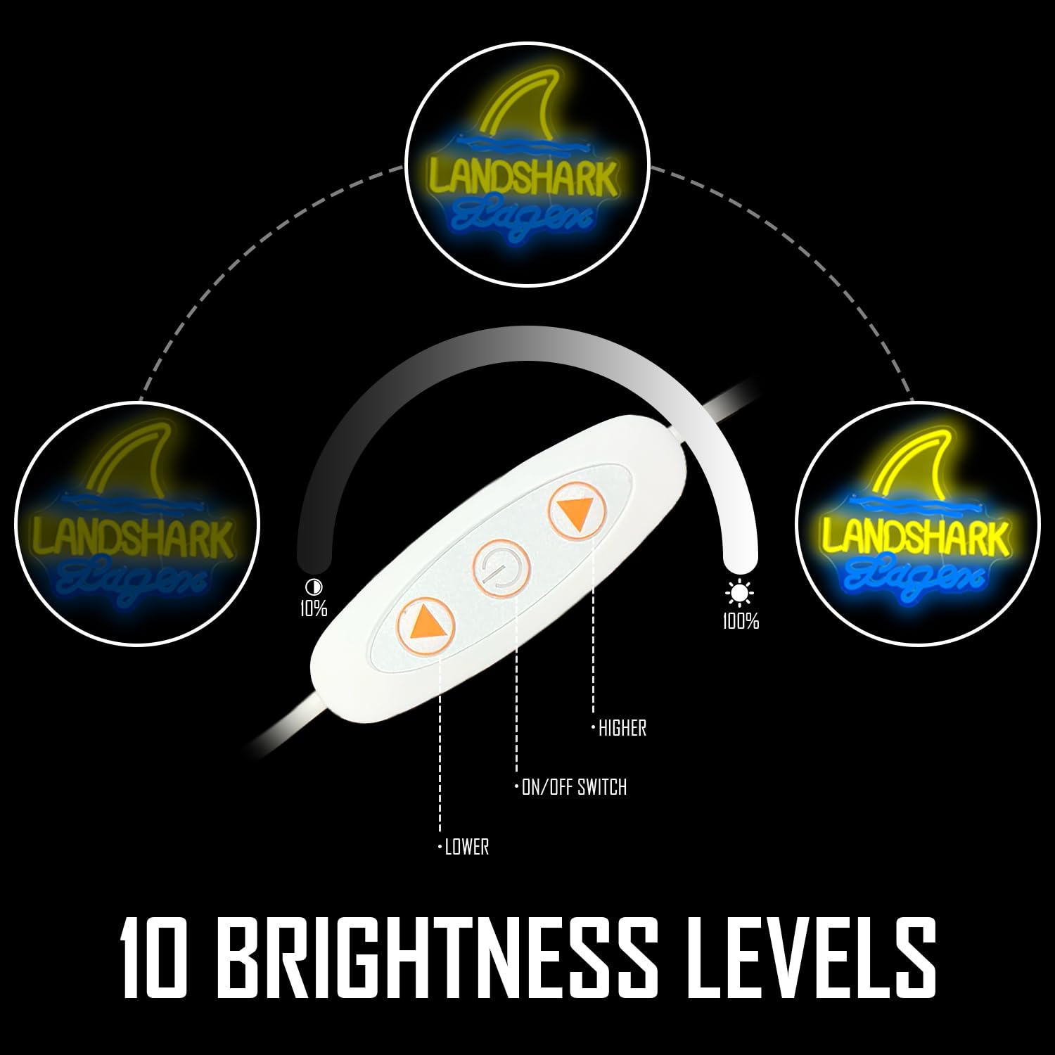 Jooetuu Land Shark Lager Neon Sign Dimmable Led Landshark Beer Neon Light Signs For Wall Decor Shark Neon Bar Lights For Man Cave Beer Club Pub Home Bar Bistro