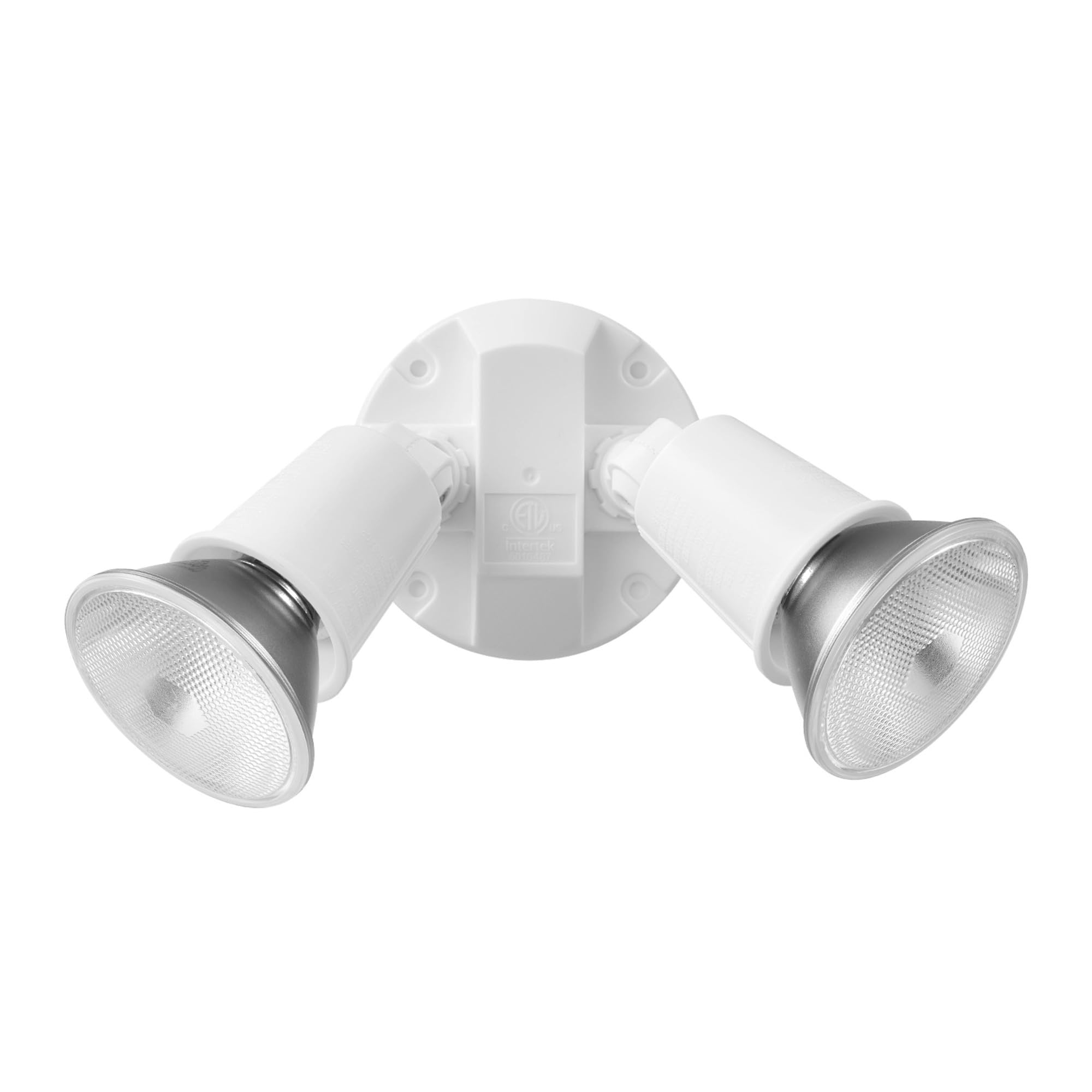 Globe Electric Twin Head Security Flood Light, Hardwired, White, Model 17000104
