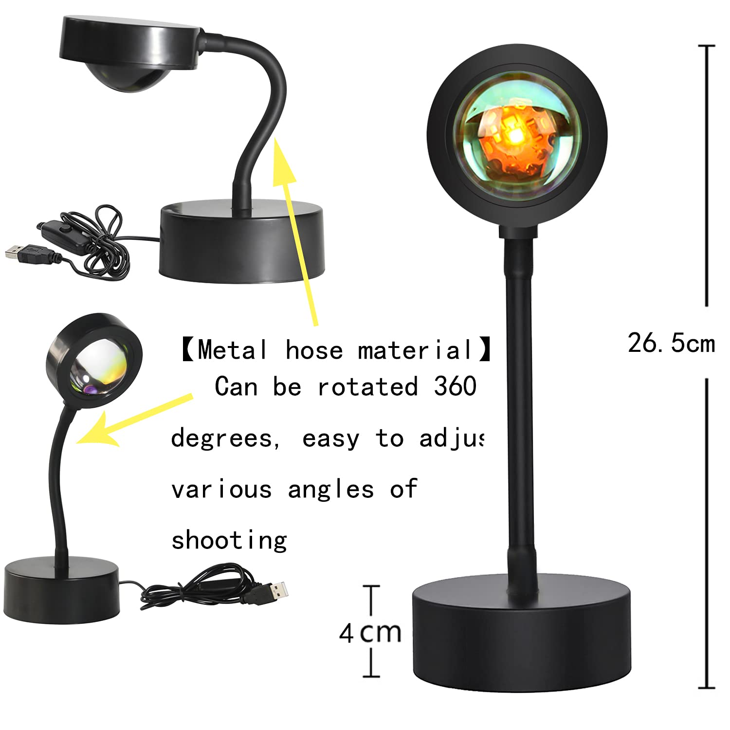 Lekeone Sunset Lamp,Led Sunset Light,16 Colors Changing App Control Sunset Lamp Projector,Sunlight Lamp Rainbow Night Light Proj