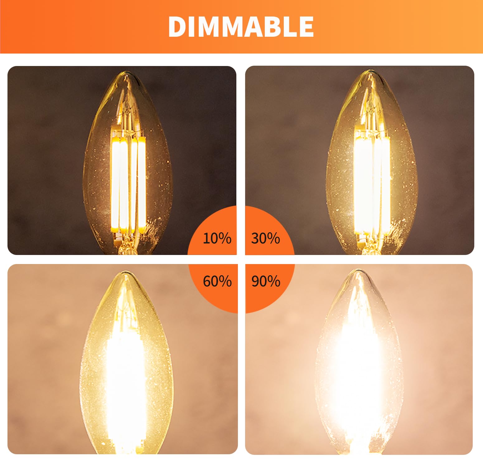 Alampever Chandelier Light Bulbs,E12 Candelabra Bulb 40W Equivalent 4W E12 Led Bulb 2200K Warm White,330Lm,Candle Light Bulbs,24