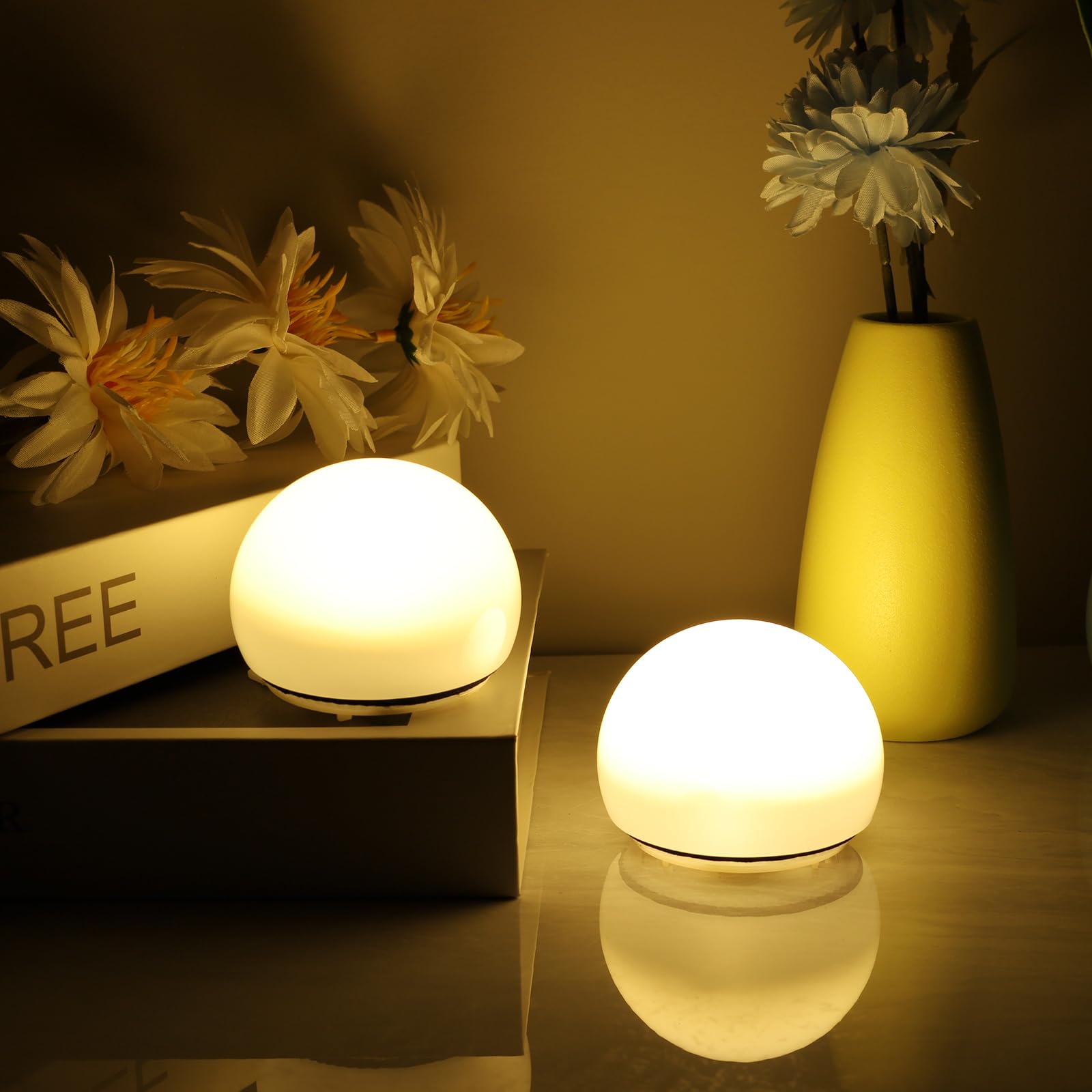 GZWANHANGMY Portable LED Night Lights, Battery Operated, Soft Eye Caring for Sleep Aid, Bedroom Lamps, Wireless Warm Light with 