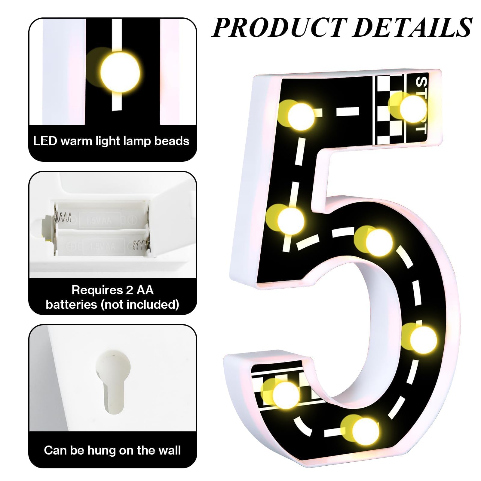 Racing Car Light Up Numbers For Party Cars Birthday Decorations Birthday Light Up Sign Racetrack Inspired Decor Cars Theme Birth