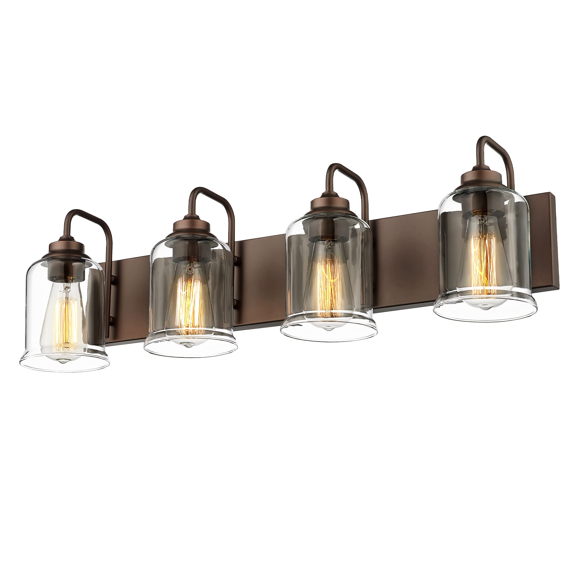 zeyu 4-Light Bathroom Vanity Wall Light, Oil Rubbed Bronze, 28.5 Inch, Metal, Clear Glass Shade, Model ZSL72B-4W ORB