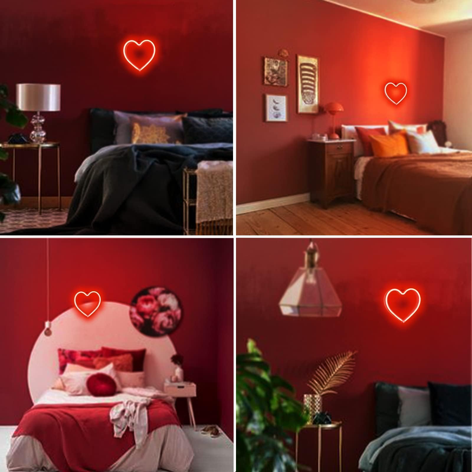 EXF Red Heart Neon Sign - Battery Operated LED Light, 1 Pack, Plastic Decoration for Party, Home, Bedroom, Wedding, Valentine's Day