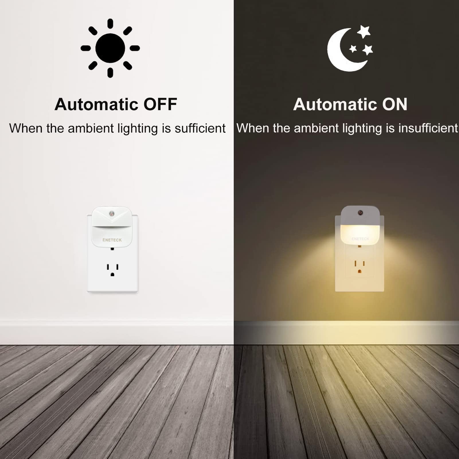 Eneteck Night Light, Led Night Lights Plug Into Wall, Dusk To Dawn Sensing Nightlights, No Glaring Plug In Night Light For Kids