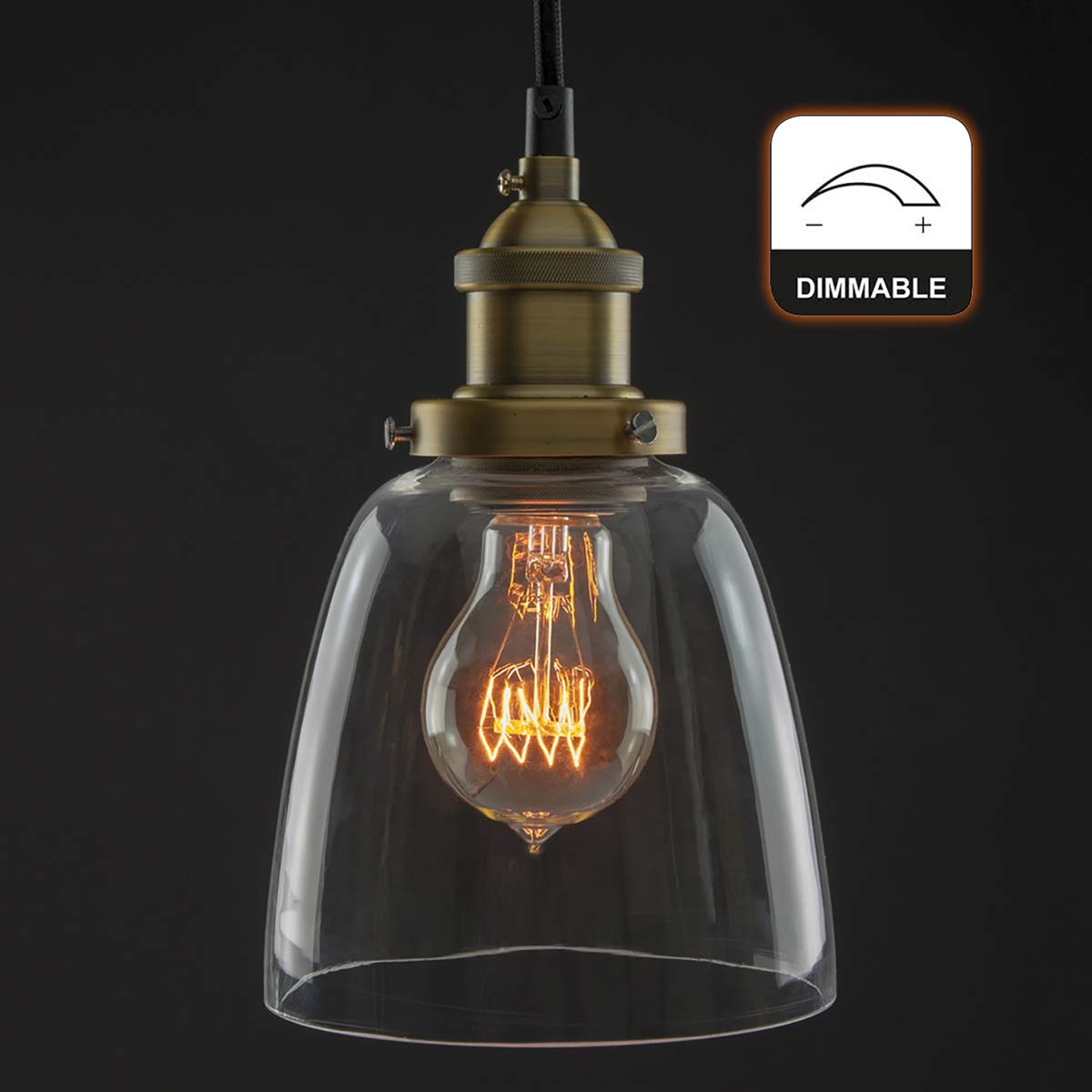 Jslinter Edison Light Bulbs 60 Watt Dimmable A19 Antique Vintage E26 Glass 6-Pack Amber Warm White