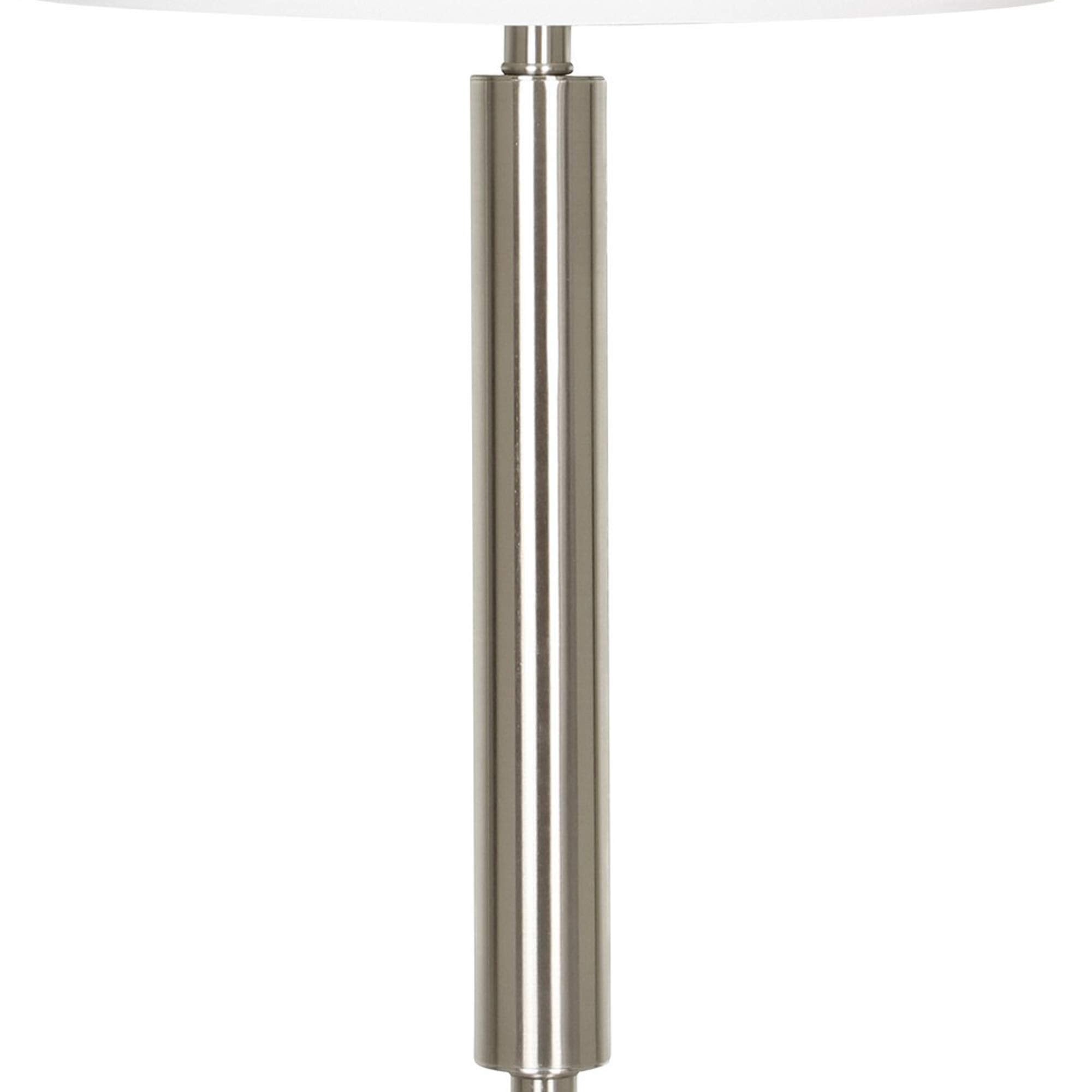 Benzara Metal Table Lamp with Fabric Drum Shade 30x15x15 in. White & Silver Model BM233289