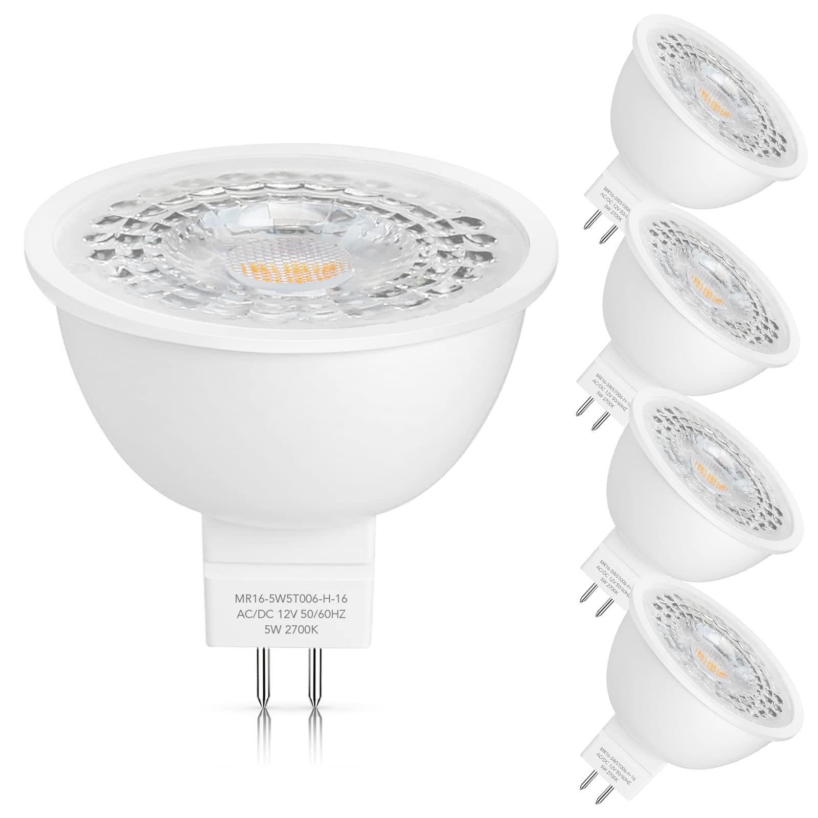 Mlambert 4 Pack Mr16 Led Bulbs 50W Halogen Equivalent 2700K,5W Gu5.3 Mr16 12V Spotlight Bulb,Non-Dimmable,45Beam Angle For Lands