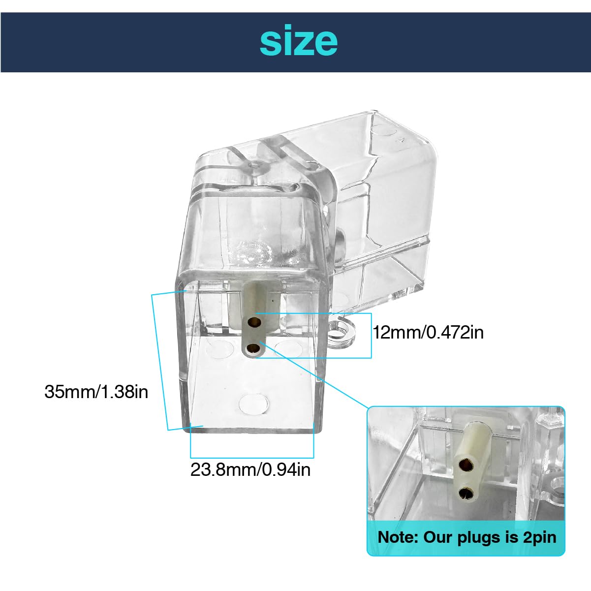 Cezelux Hexagon LED Light Connectors 5 Pack, 2 Pin V-Connector, Clear Plastic, Compatible with Honeycomb Lighting Systems