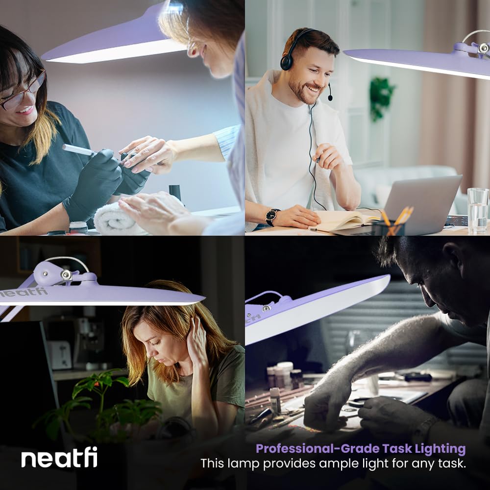 Neatfi XL LED Task Lamp - 2,200 Lumens, Dimmable, 3 Light Modes, 24W, CCT Lavender, Purple, Model 9501LED