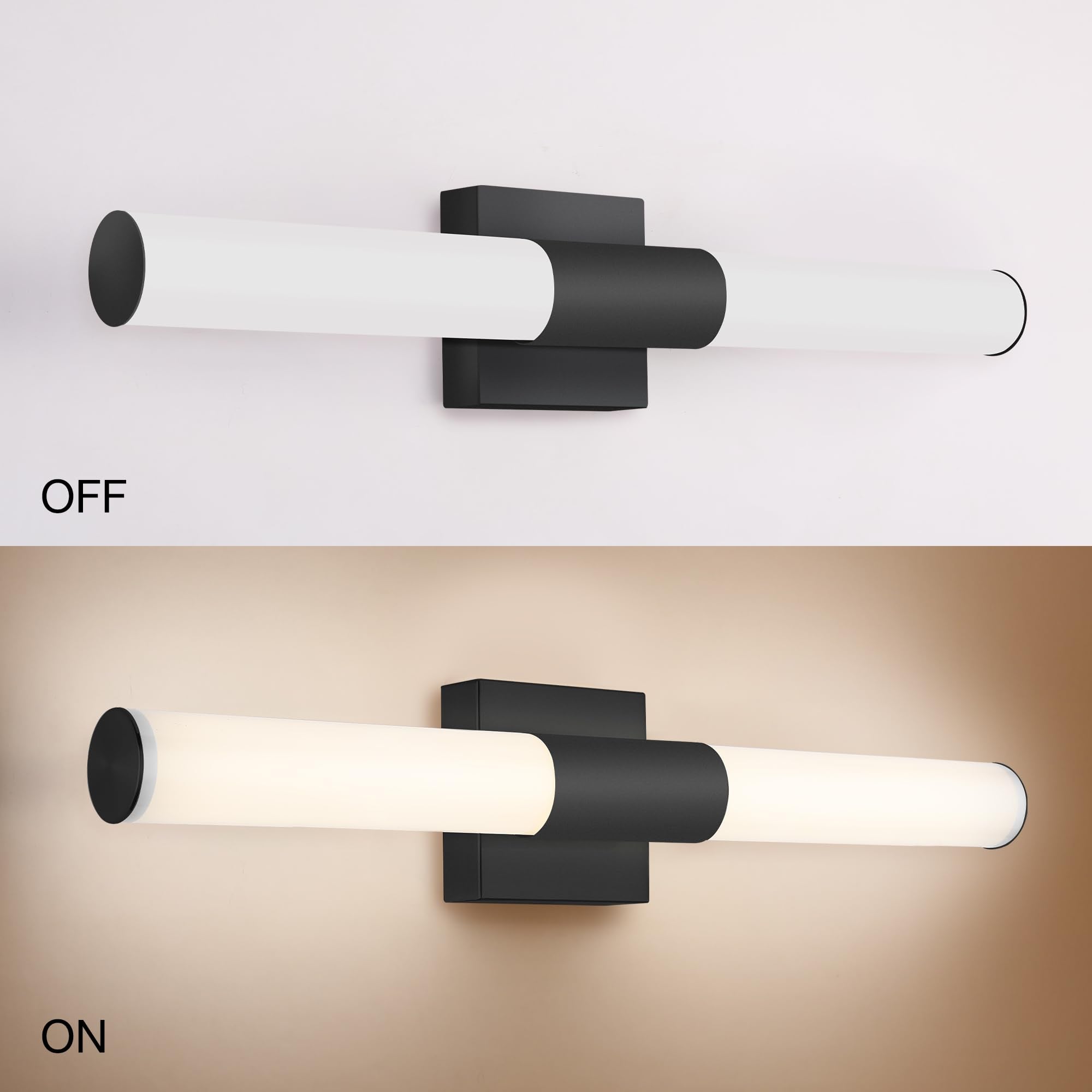 YHTlaeh LED Bathroom Vanity Light Fixture, 19.68in Black, Polished Chrome, Daylight White 4500K, Model 6110