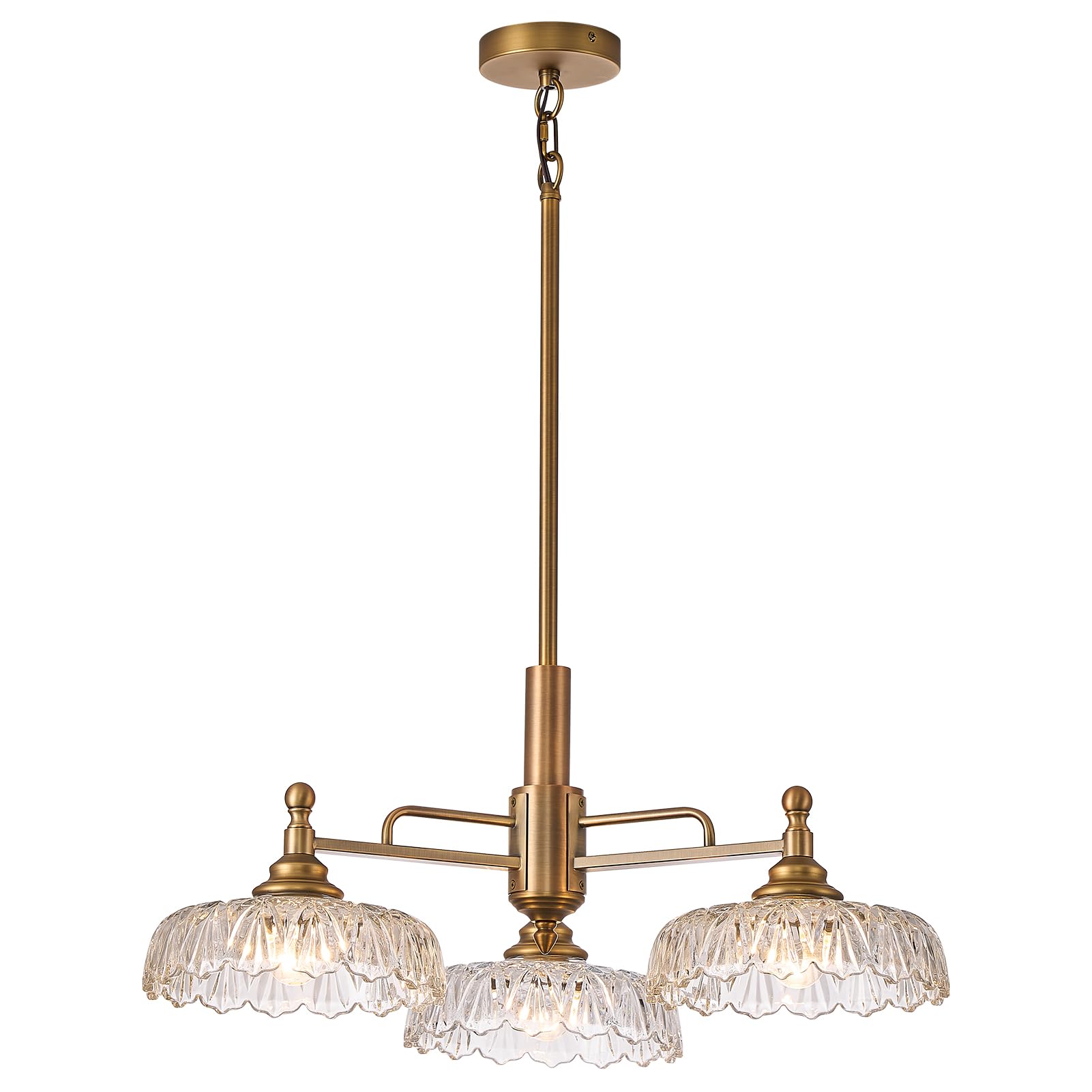 HDDFL Chandelier Pendant Lights Fixture Vintage Pendant Lighting Fixtures 3 Lights Chandelier E26 Base Brass Kitchen Glass Hangi
