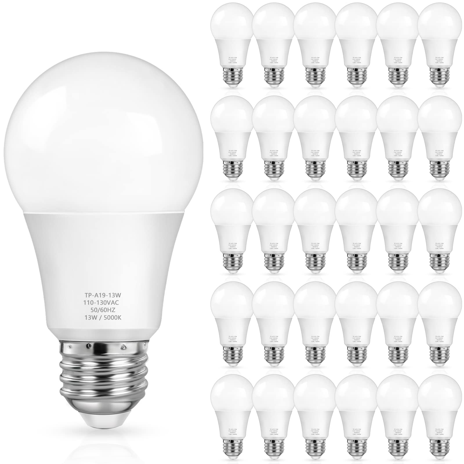 Maxvolador A19 Led Light Bulbs, 100 Watt Equivalent, Daylight White 5000K, 1500Lm, E26 Base, Non-Dimmable, 13W Bright White Bulb