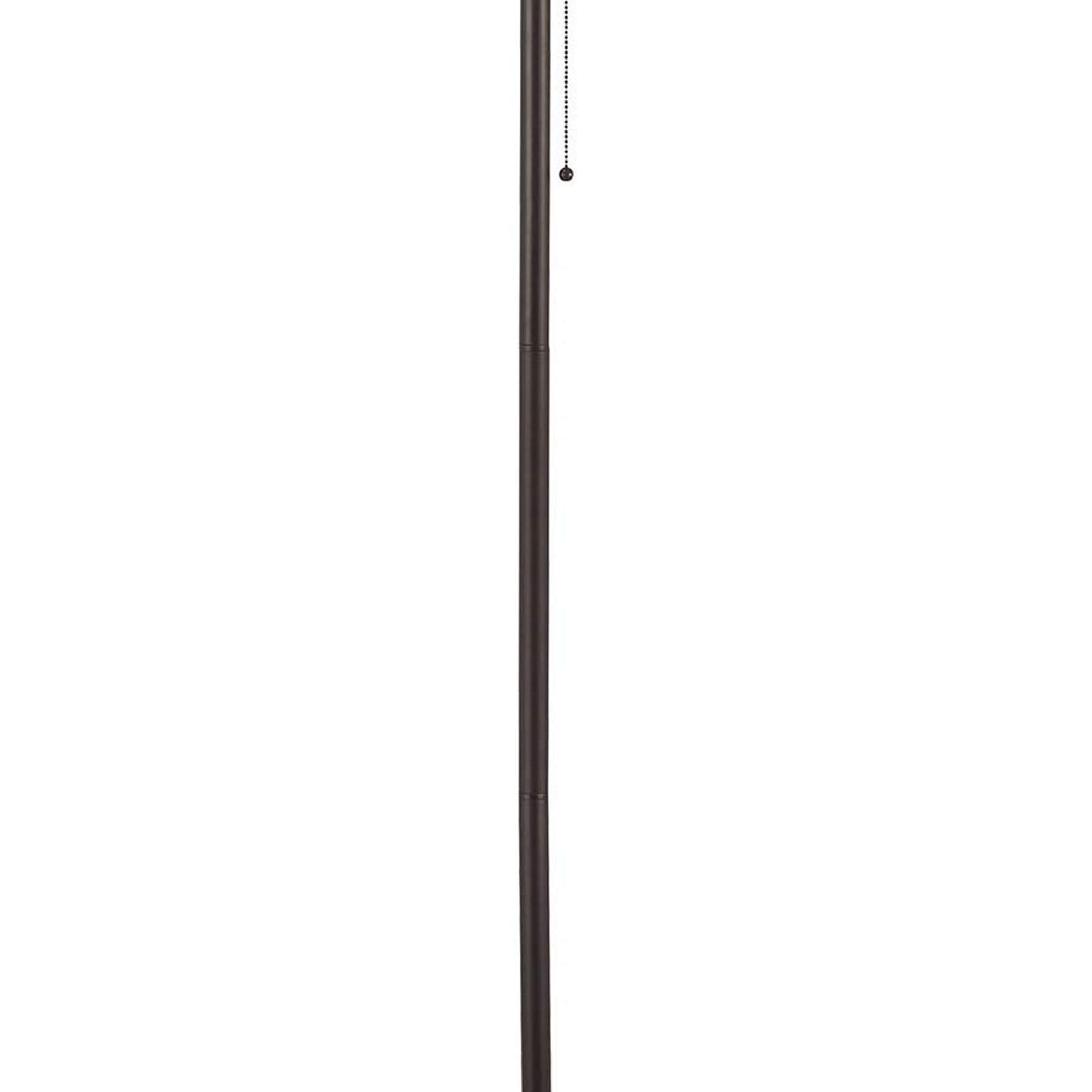 Benjara Metal Floor Lamp With Pull Chain Switch And Paper Shade, Off White And Black
