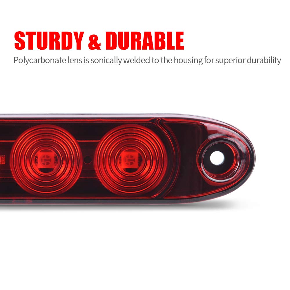 MICTUNING 16in 11 LED Red Trailer Light Bar - Waterproof Park Turn Signal & Brake Light - 2 PCS - Model 2024