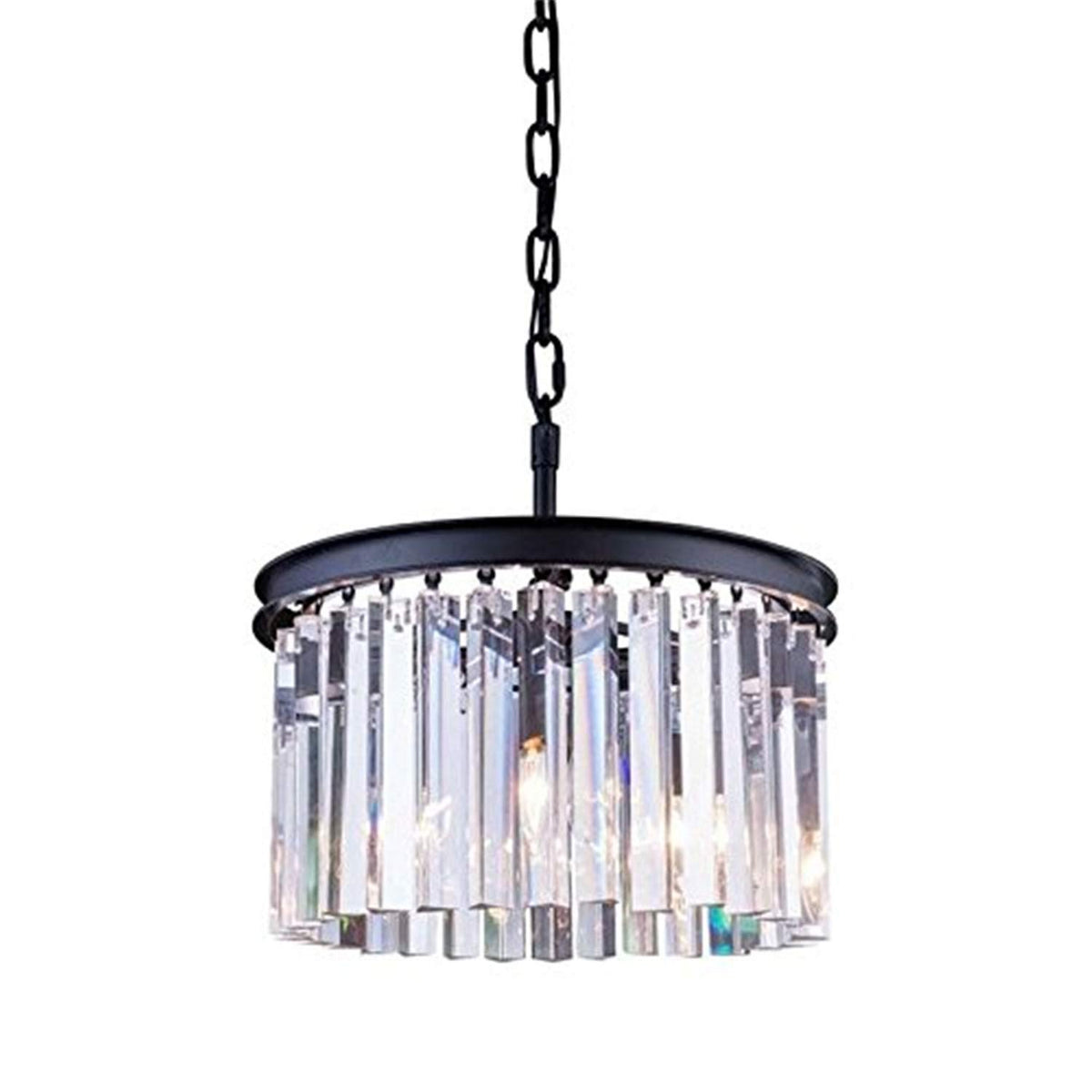 Elegant Lighting Urban Classic Sydney 3-Light Matte Black Pendant With Crystal Accents