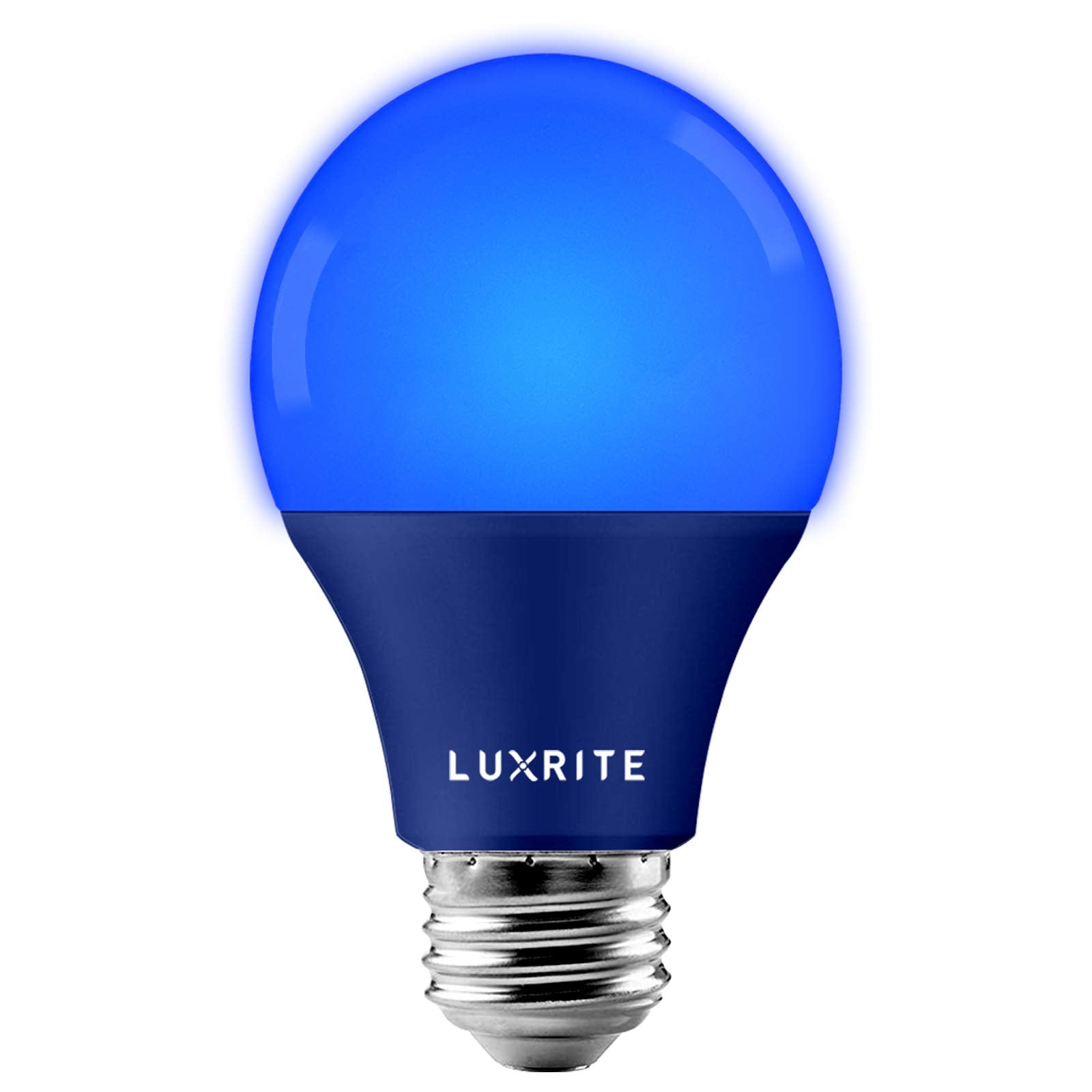 LUXRITE A19 LED Blue Light Bulb, 60W Equivalent, Non-Dimmable, E26 Base, Indoor/Outdoor, Model LR21491