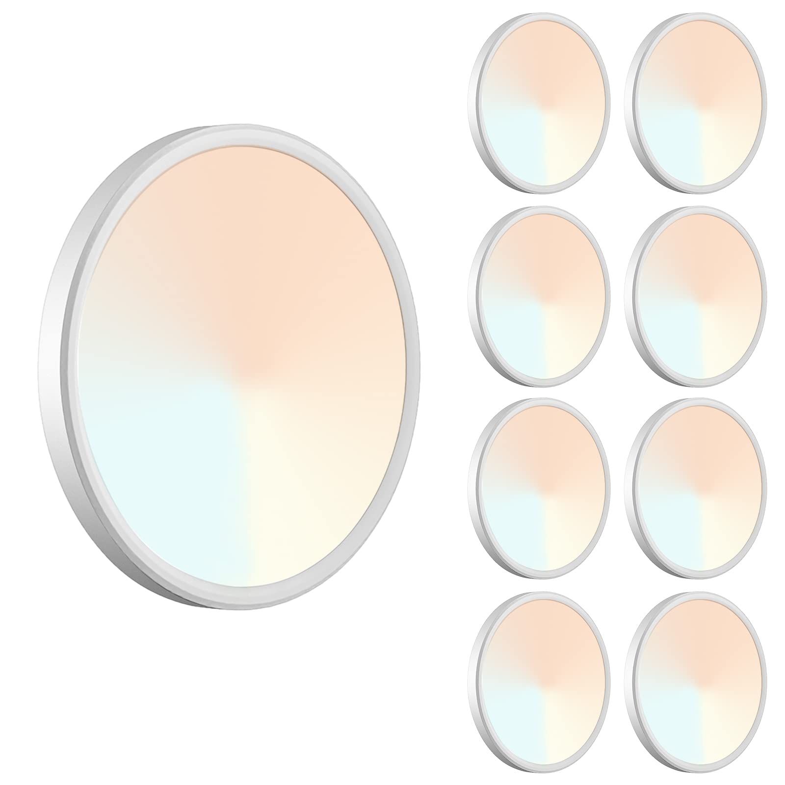 LZHOME LED Ceiling Light, 9 Inch Flush Mount, 2800LM, Dimmable 3000K/4500K/6000K, 8 Pack, White, Model