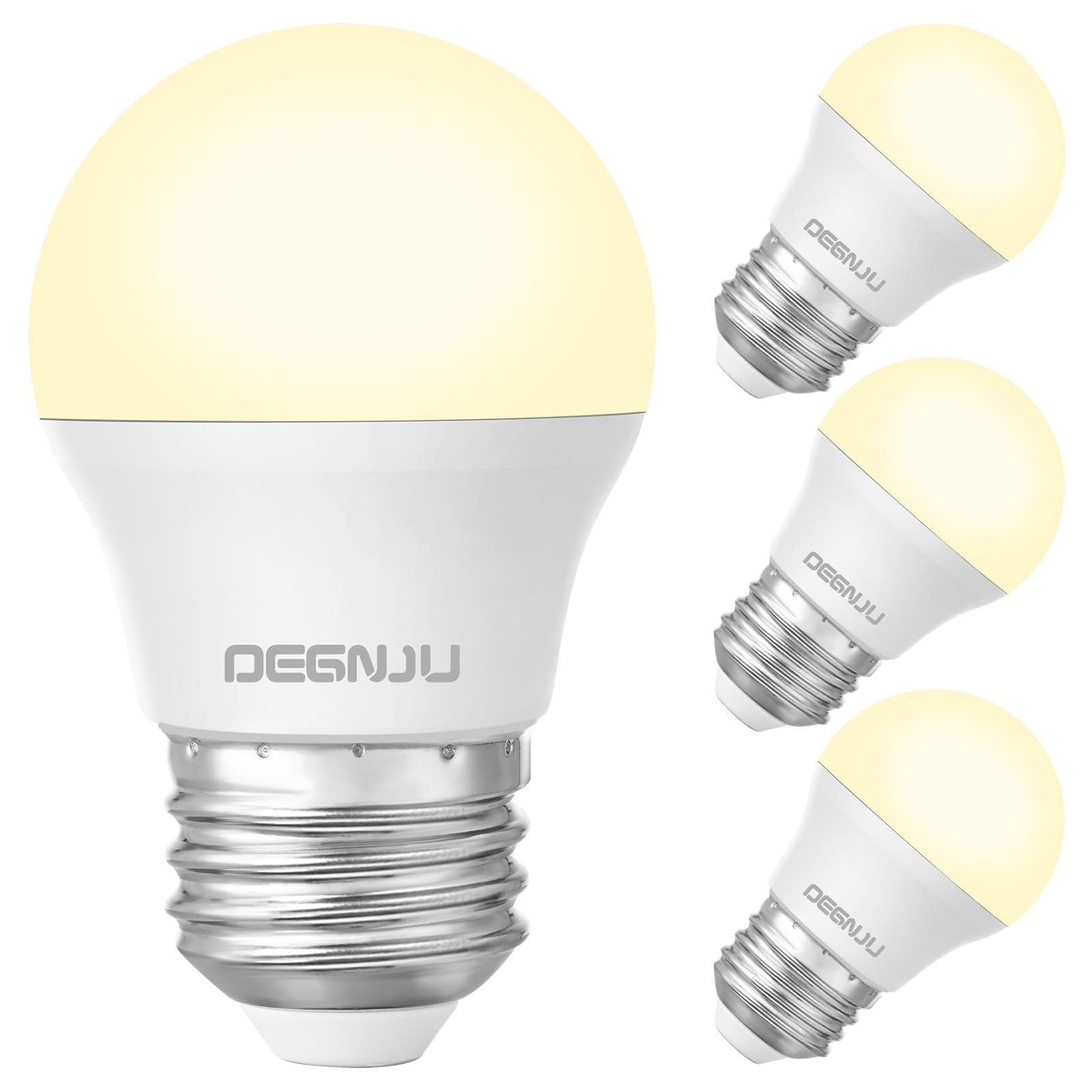 DEGNJU LED Refrigerator Light Bulb, 40W Equivalent, A15, 5.5W, 2700K Soft White, E26 Base, 4 Pack