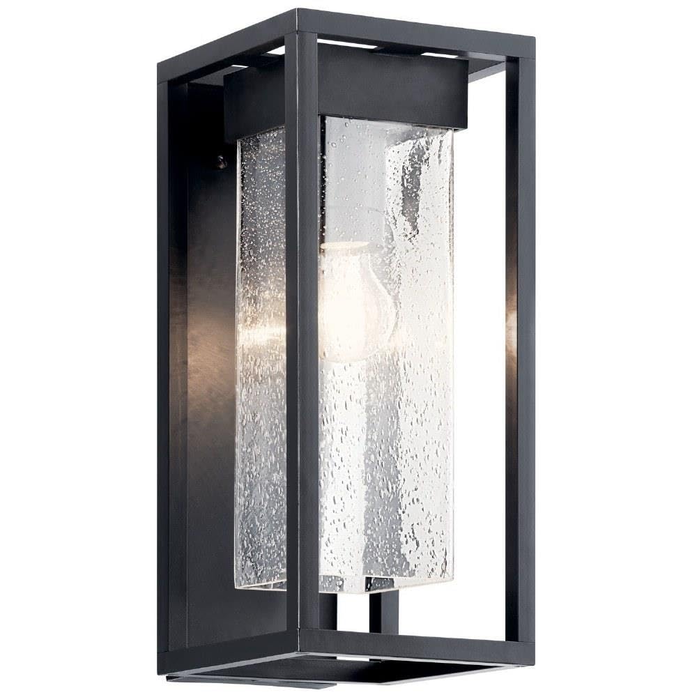 Kichler Lighting Mercer 16 inch 1 Light Outdoor Wall Light with Clear Seeded Glass in Black Finish