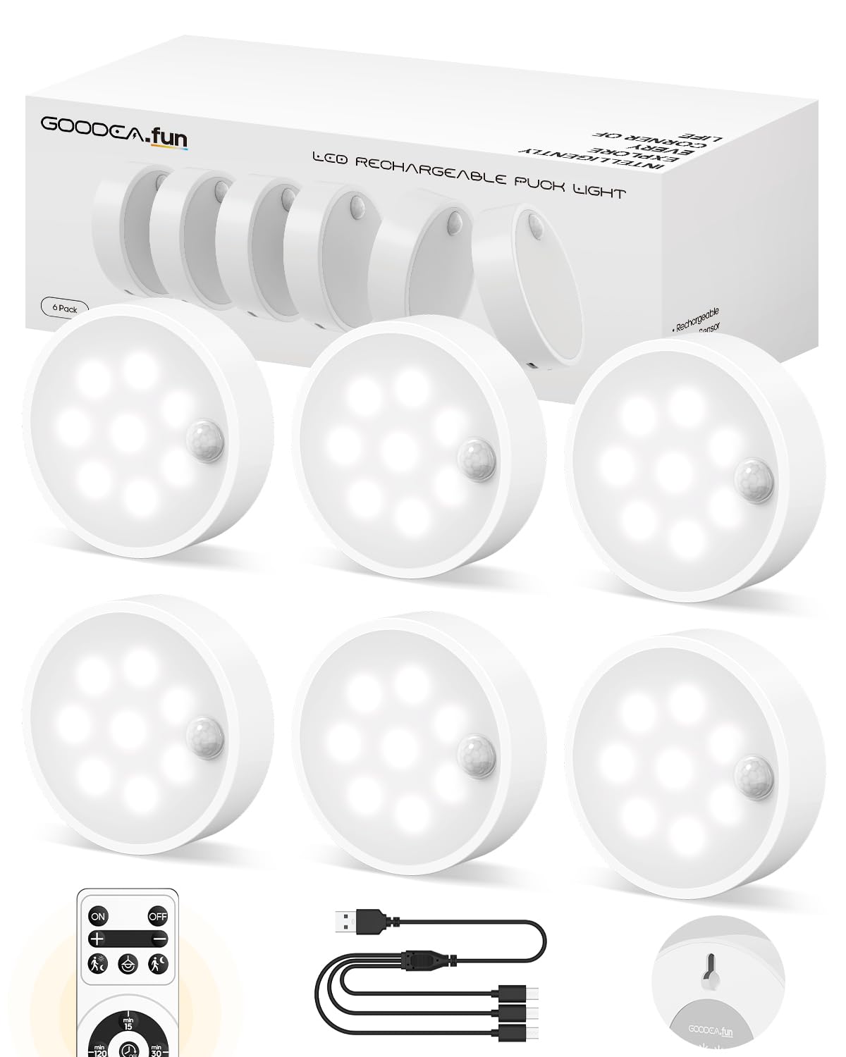 Under Cabinet Light,Puck Lights with Remote 1200mAh,Motion Sensor Light Indoor,Dimmable Under Counter Lights with Magnet Stick o