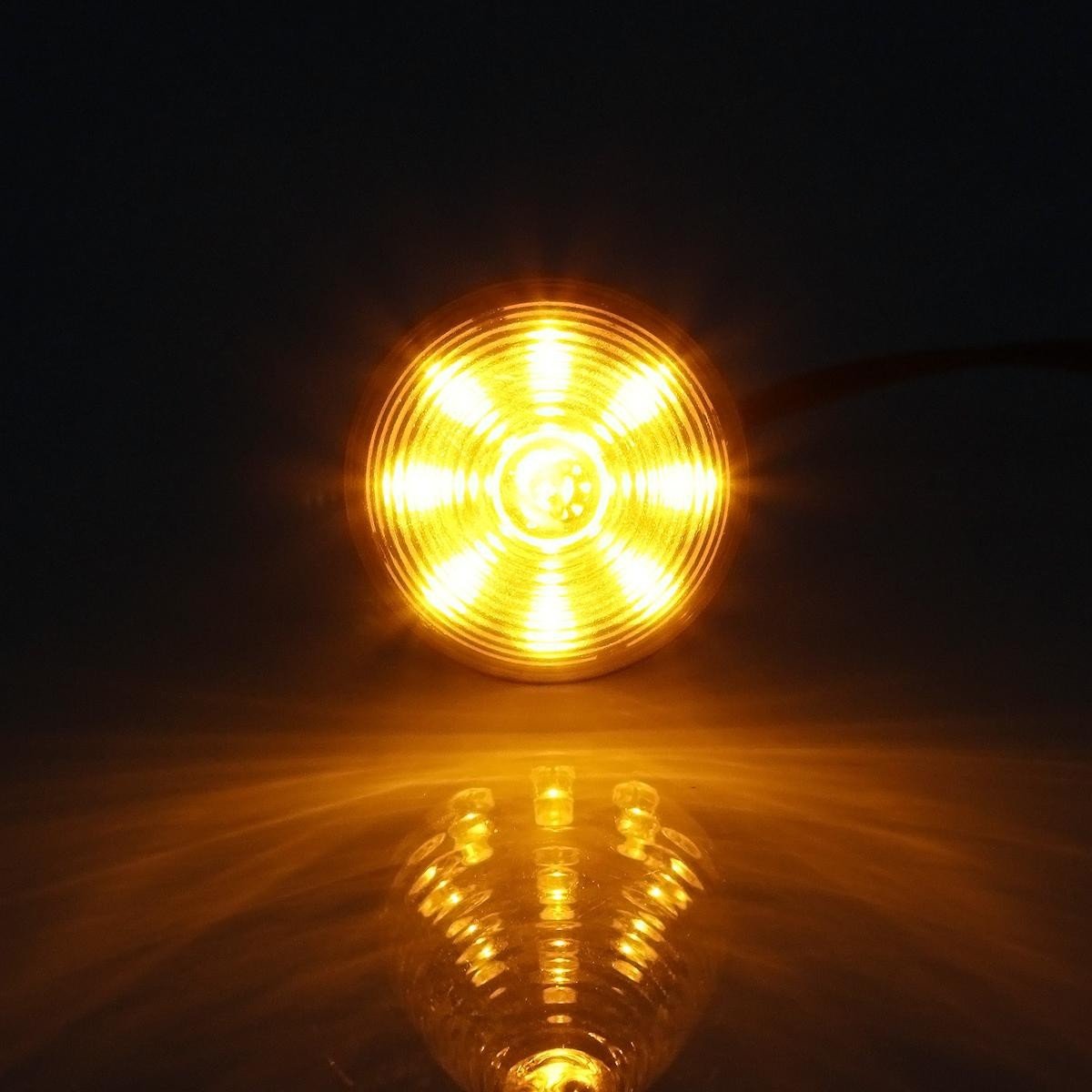 Partsam 2" Amber 9LED Beehive Side Marker Lights - Round Cone Clearance Lights for 12V Trailer, Model 13