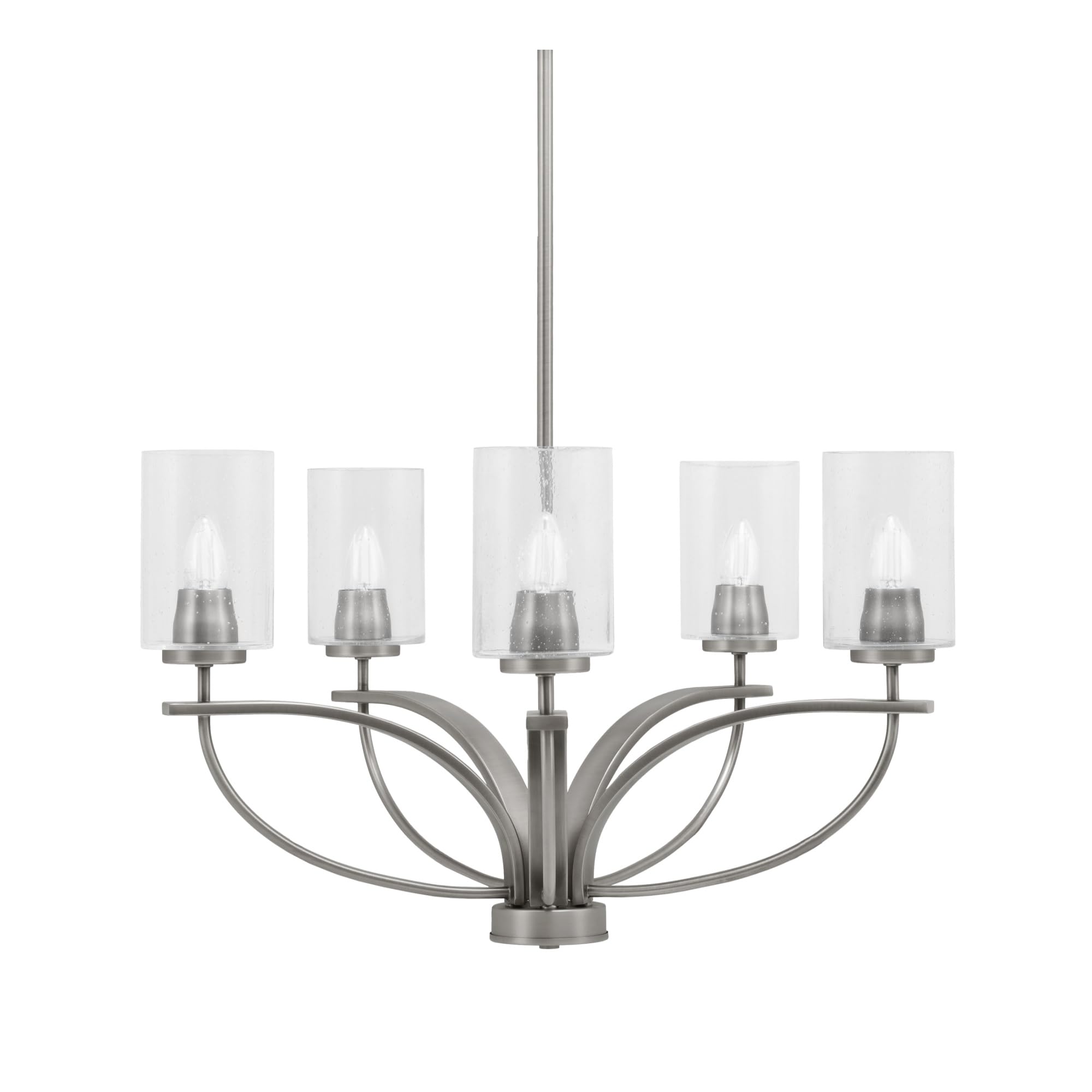 Toltec Lighting Cavella 5 Light, Uplight Chandelier, Graphite Finish, 4&quot; Clear Bubble Glass