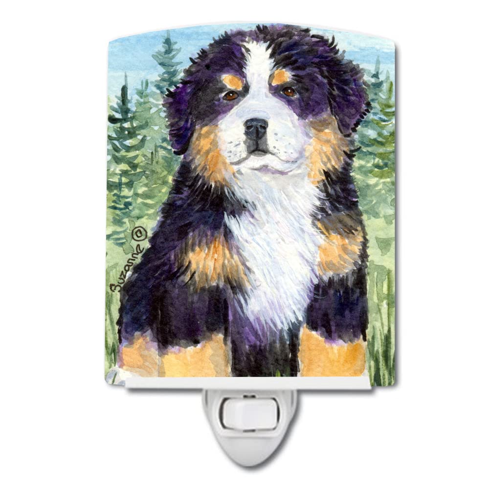 Caroline'S Treasures Ss8861Cnl Bernese Mountain Dog Ceramic Night Light Compact, Ul-Certified, Ideal For Bedroom, Bathroom, Nursery, Hallway, Kitchen, 6X4X3, Multicolor