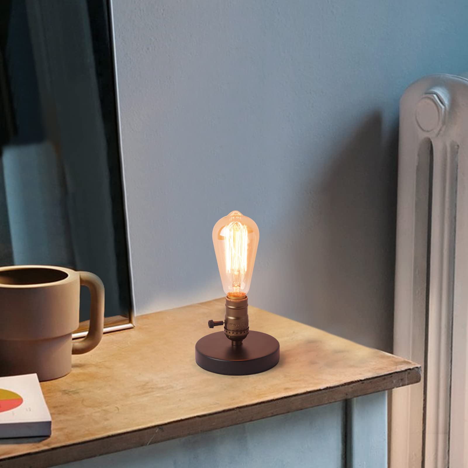 Ouxean Vintage Table Lamp, Industrial Desk Lamp Small Retro Bedside Lamp With On/Off Switch E26 Lamp Holder For Home Lighting De