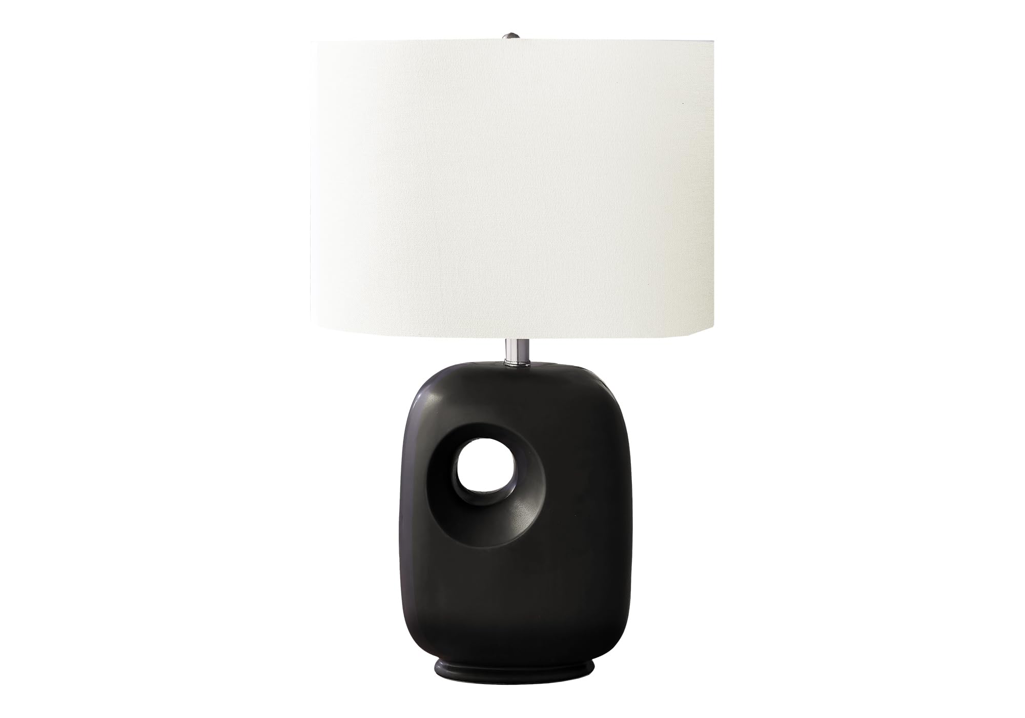 Monarch Specialties Table Lamp, 26inH, Black Ceramic, Ivory Shade, Model I 9680