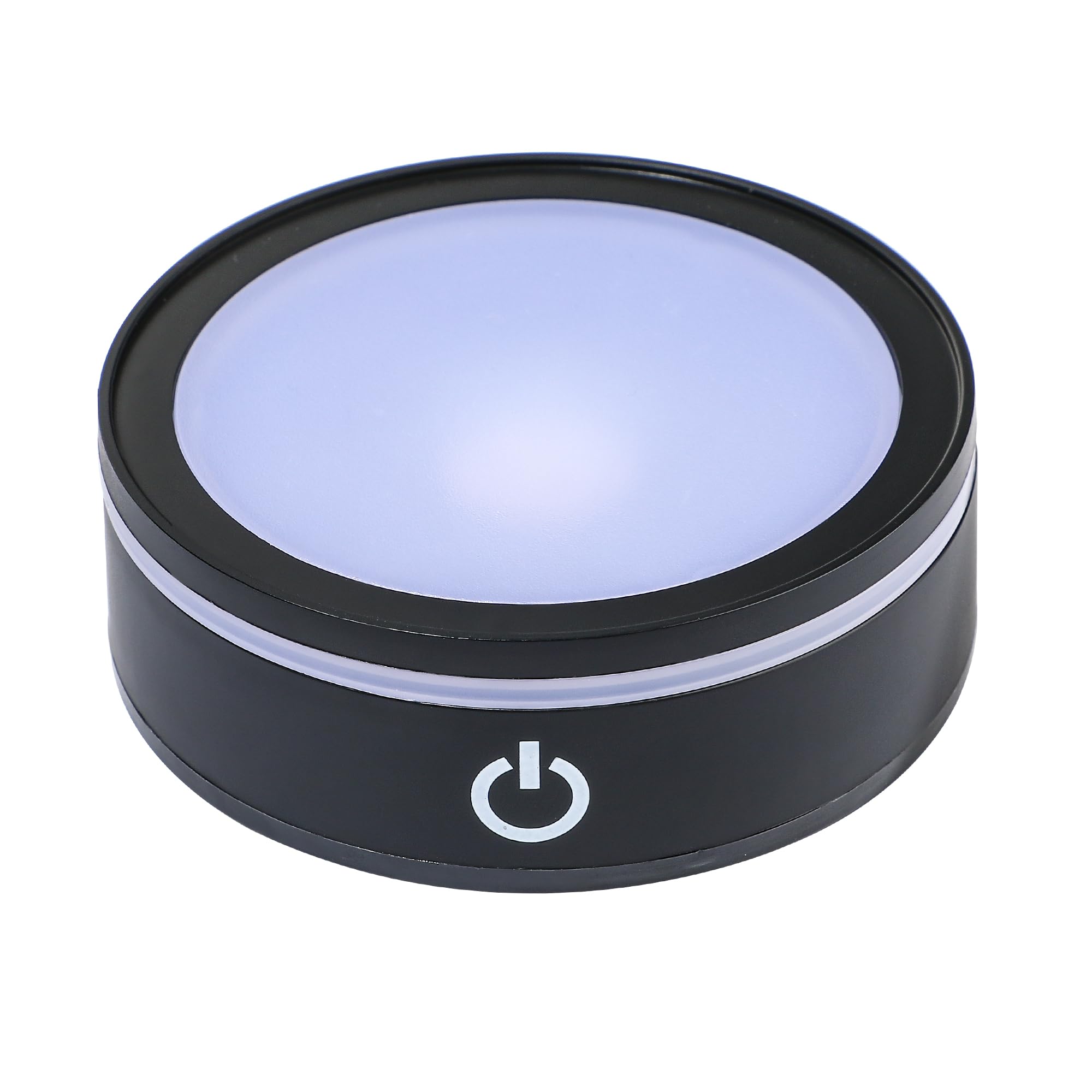 ZEERSHEE 3.3 inch LED Light Base for Crystal 3D Glass Art Colorful Lighted Round Display Stand 6 Lighting Mode Color Change Batt