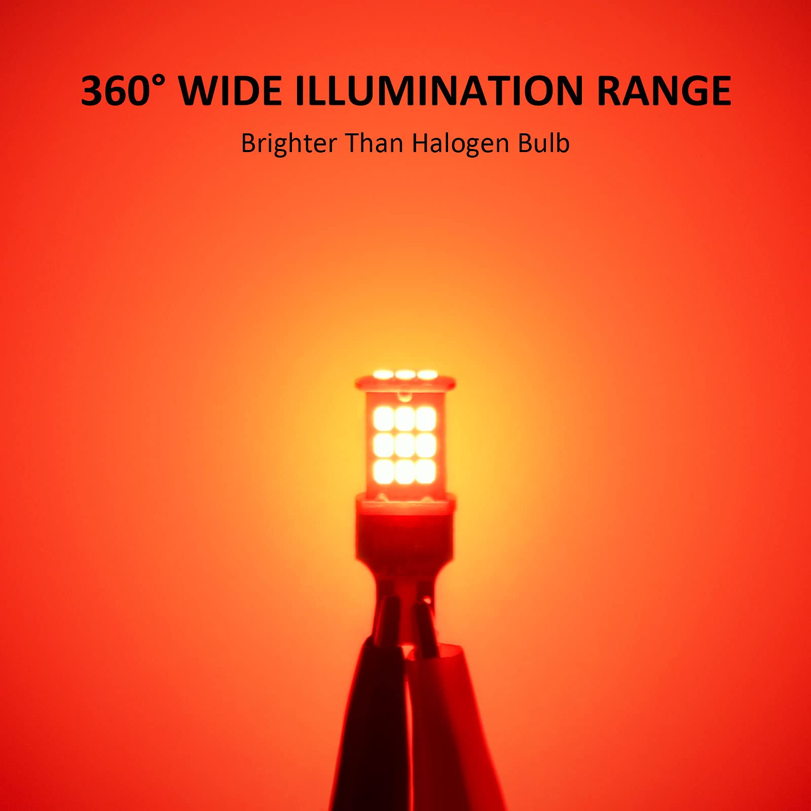 FANTELI 912 921 LED Bulb - Strobe Flashing Brake Light, 300% Brighter, Brilliant Red, Aluminum, Model 921-2835-21-RED-F