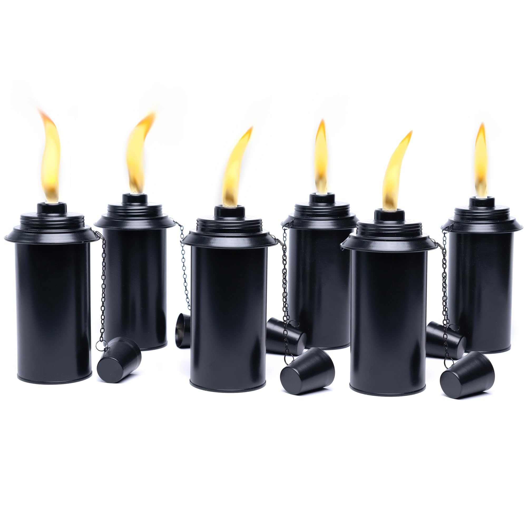 Backyadda Torch Replacement Canisters (16 oz). Compatible with Tiki Torches. Easy Fill Opening. 6-Pack Standard Metal (with Caps