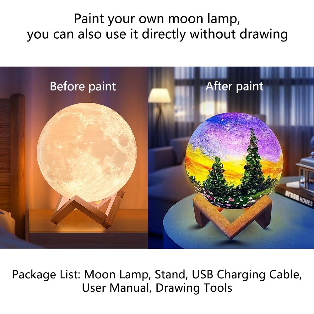 HOLA DIY 3D Moon Night Light Kit - 128 LED Colors, Arts and Crafts Supplies for Kids Ages 6-13, Perfect Birthday Gift