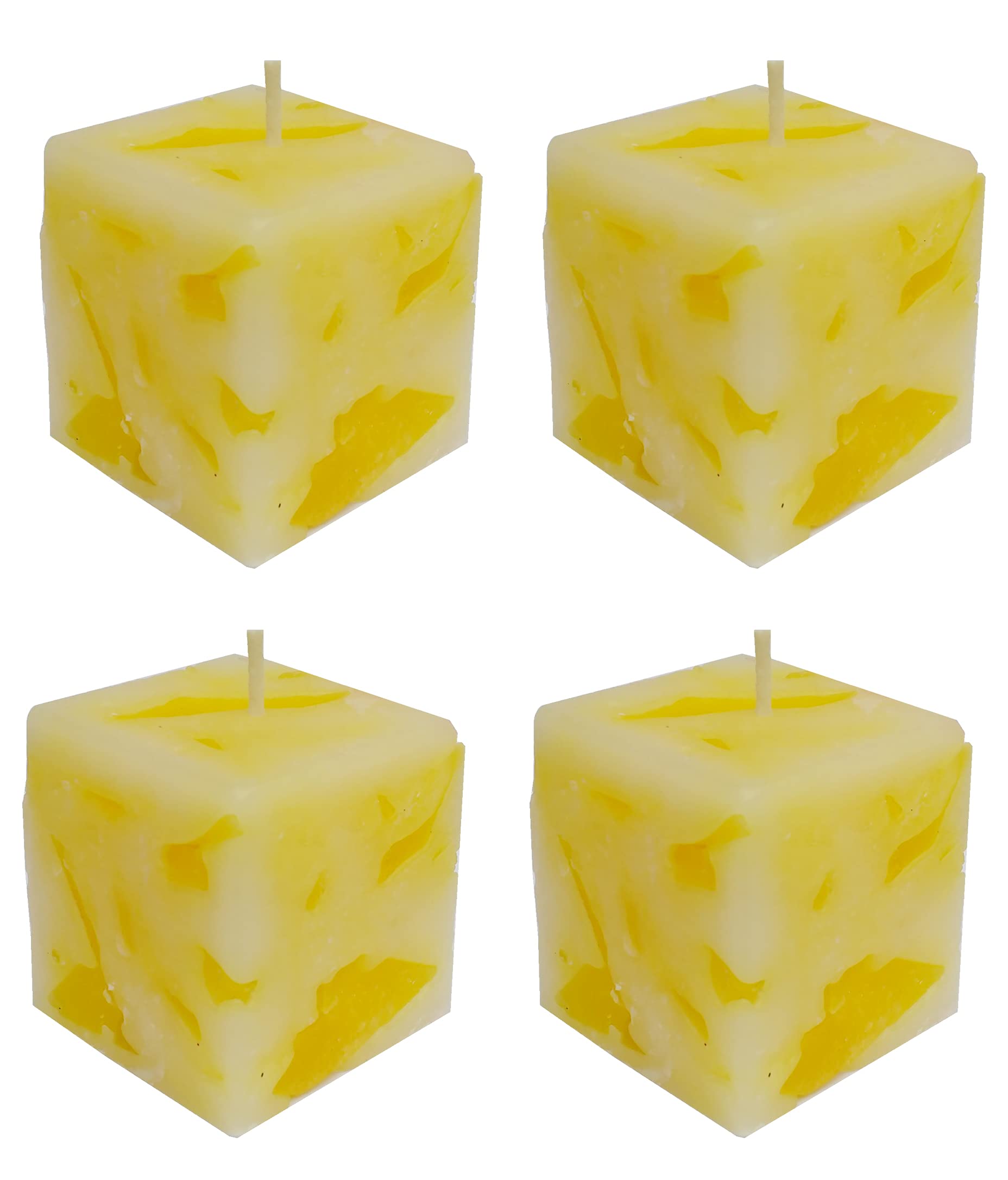 Pure Indian Candle Handmade Vanilla Scented Cube Candle PICCB007 (Pack of 4)