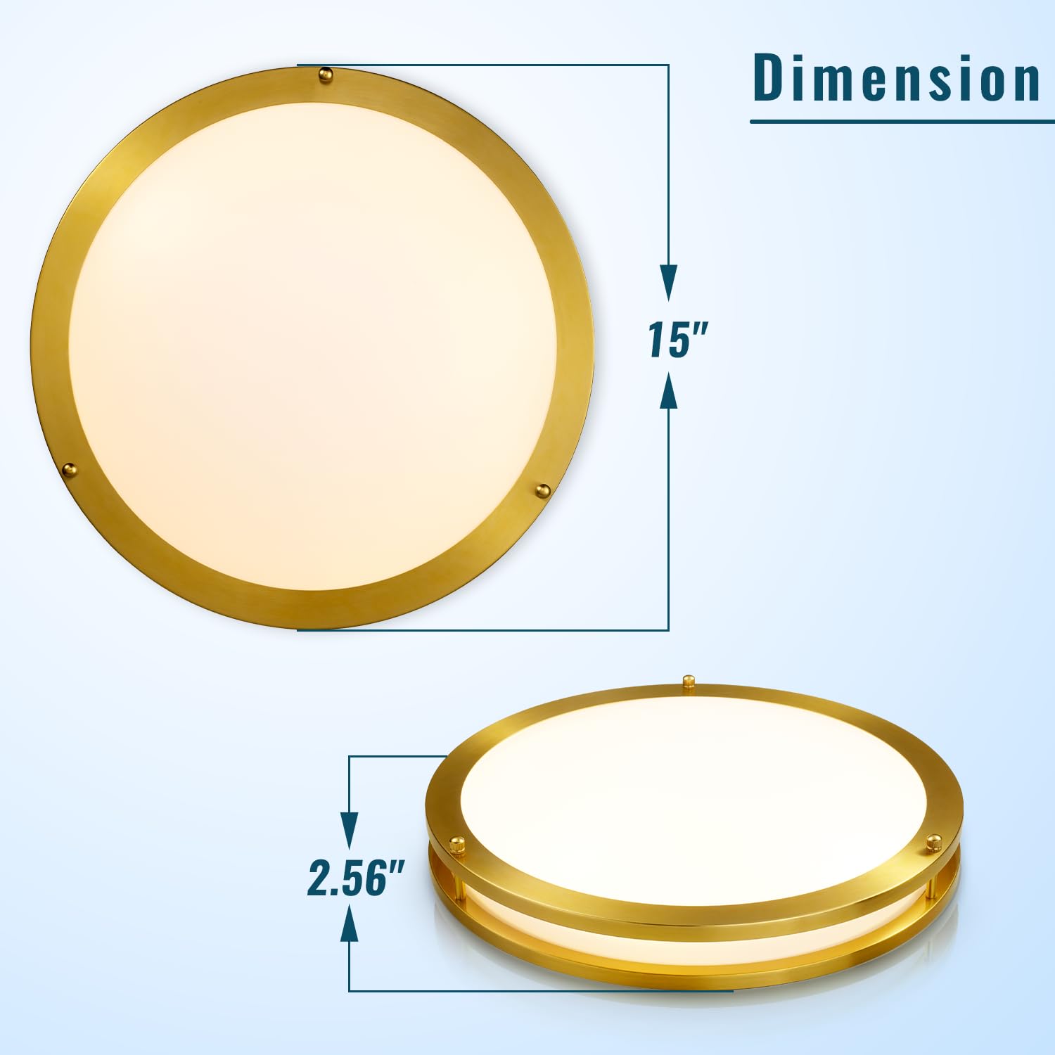 Wheatronic Gold Ceiling Light Fixture Flush Mount Led,16 Inch Kitchen Lighting Fixtures Ceiling Mount 36W, Dimmable Close To Cei