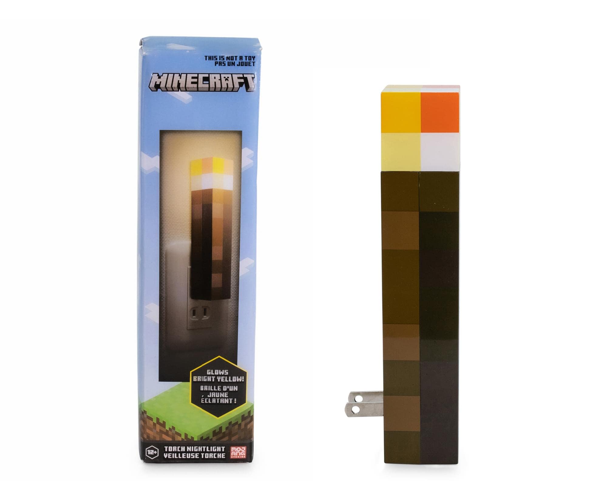 Ukonic Minecraft Brown Stone Torch Nightlight | LED Dusk to Dawn Sensor | Kids Bedroom & Playroom Decor