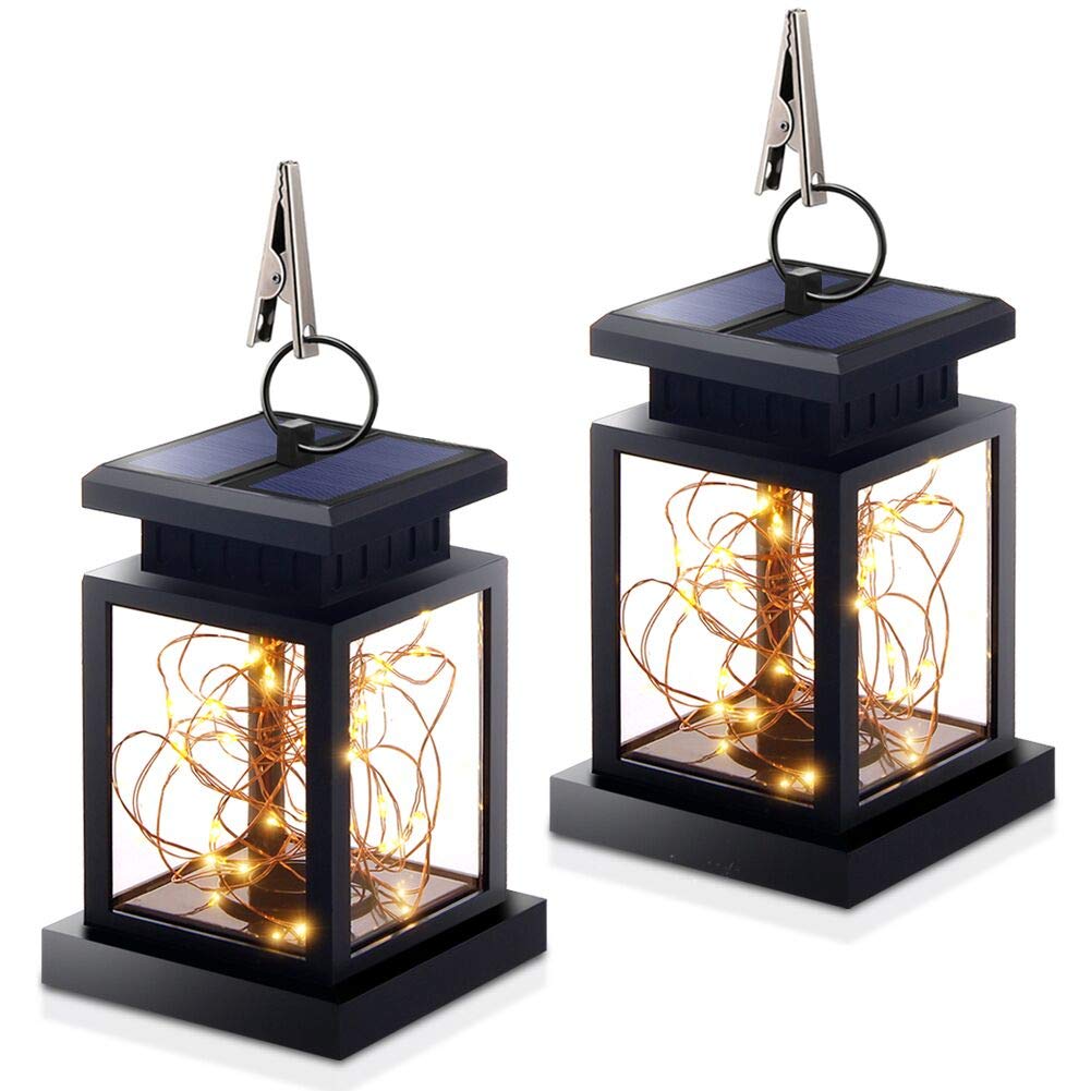 SHANNA Hanging Solar Lights, Warm White Outdoor Lanterns, 2PCS, ABS Material, Dusk to Dawn Auto On/Off for Garden Patio Yard