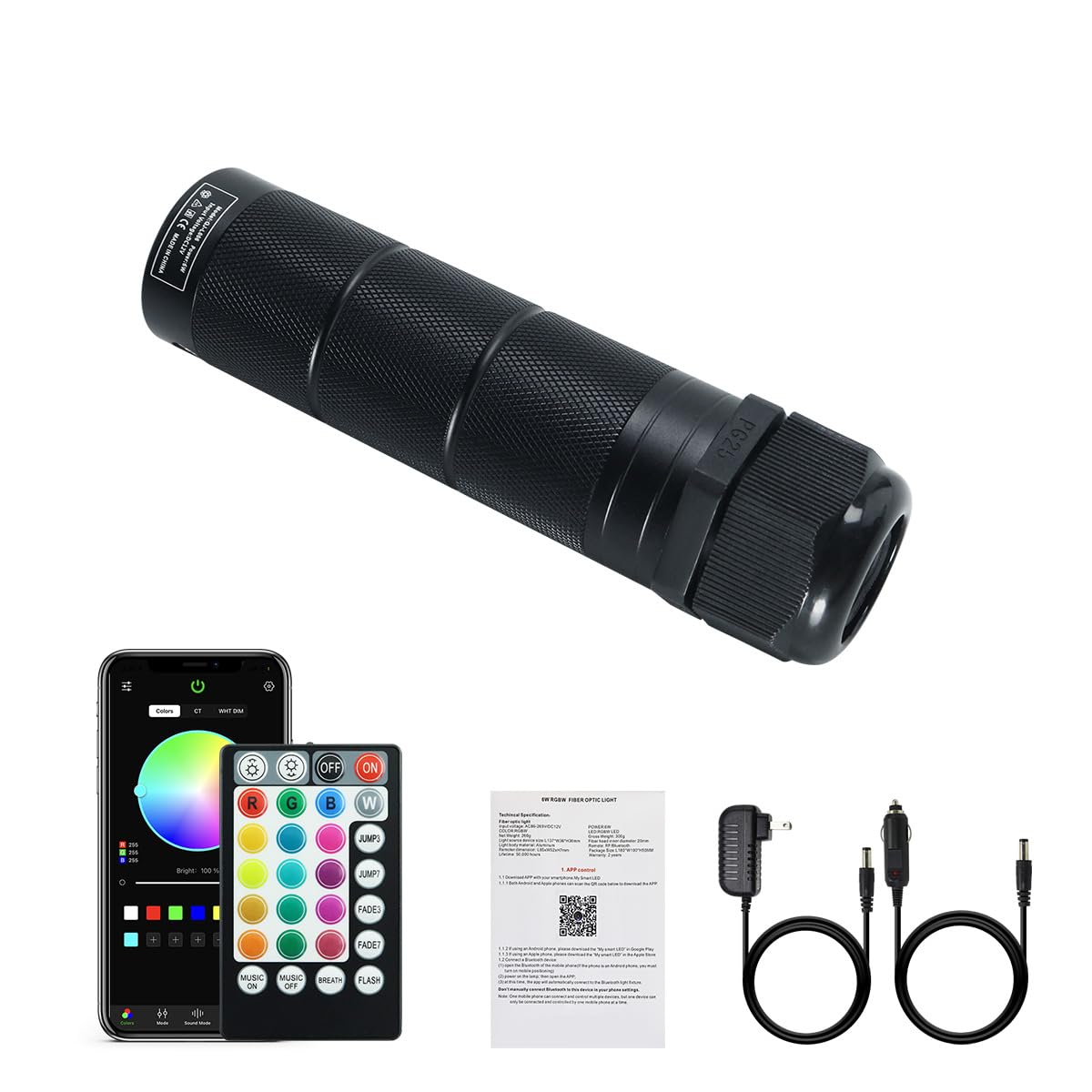 AKEPO Fiber Optic Engine Driver Replacement, RGBW, Music Activated, APP Control, 6W, Model QJ-L006, Multiple Colors