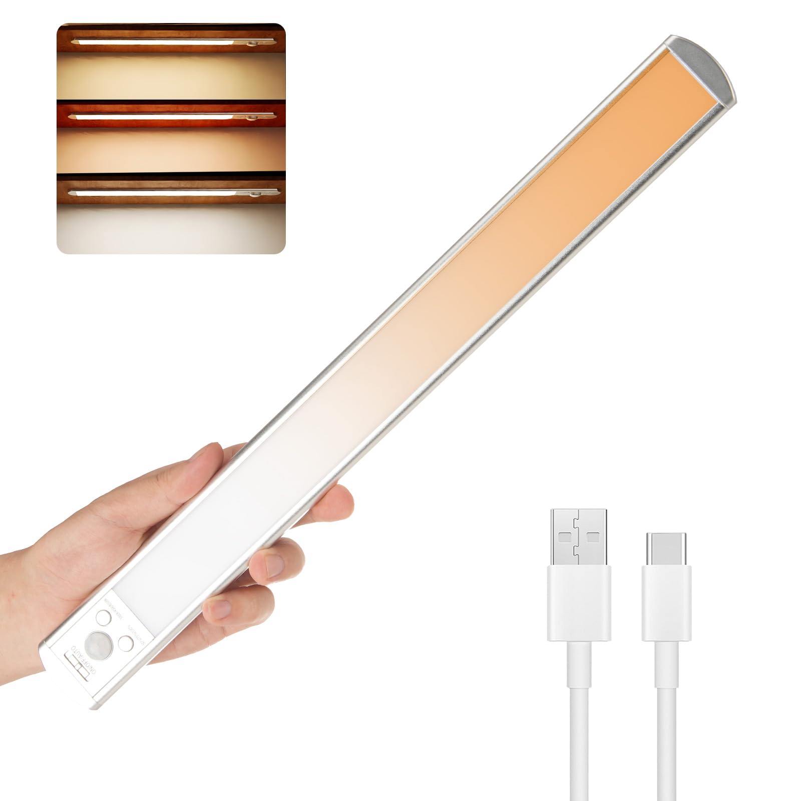 Palaro Under Cabinet Lights, 126 Led Motion Sensor Light Indoor, 15.7 Inch Closet Lights, 2200 Mah Rechargeable Under Cabinet Lighting For Under Counter, Cupboard, Pantry (1 Pack