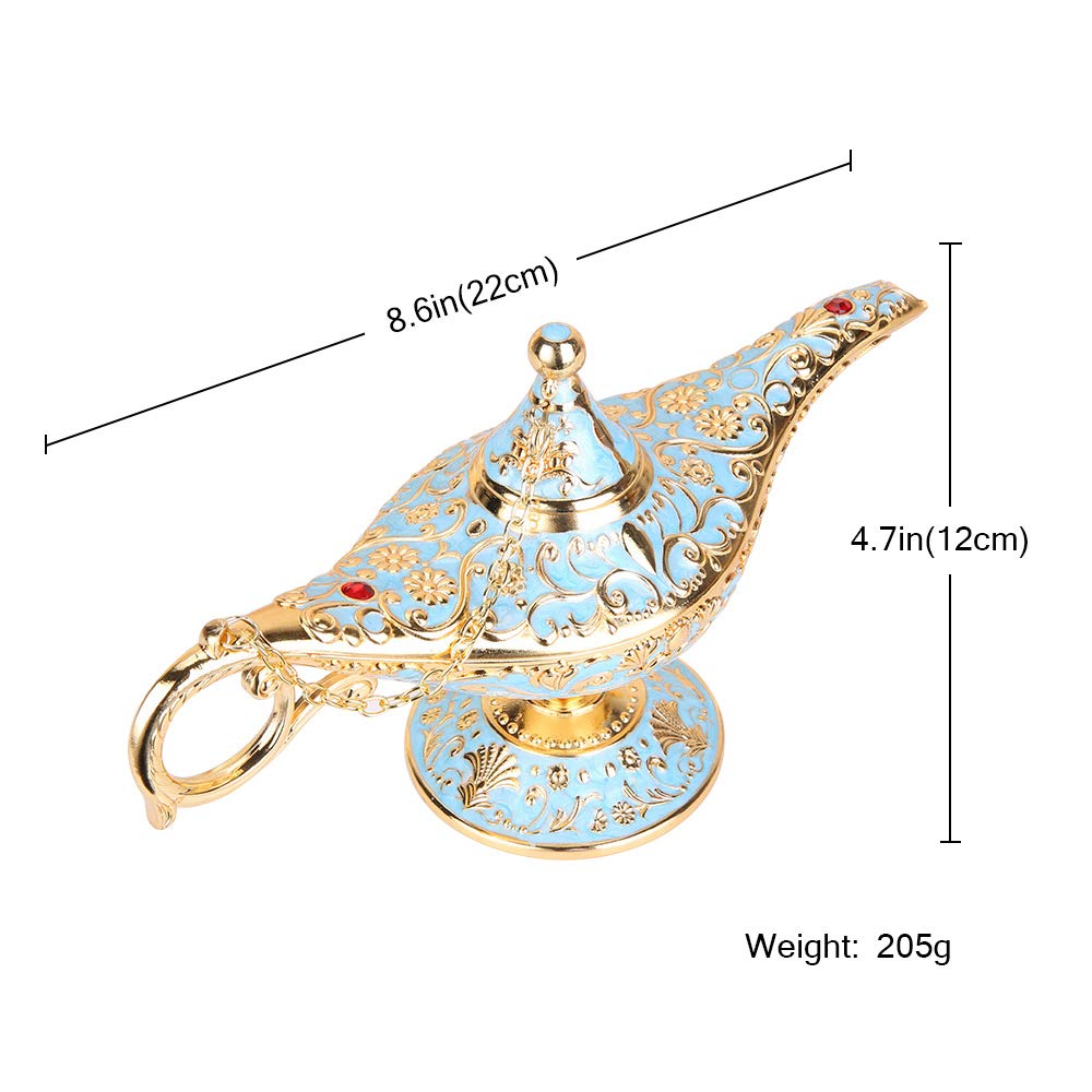 ANQIA Vintage Aladdin Genie Lamp - Zinc Alloy Table Decoration & Gift - Light Blue