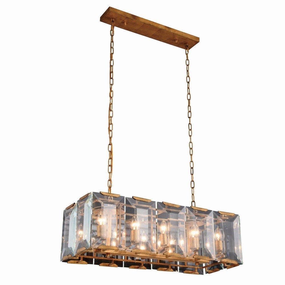 Elegant Lighting 1212D34GI Monaco Collection Pendant Lamp L34&quot; W13&quot; 10-Light, Clear