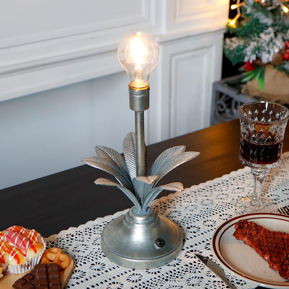 Jhy Design Battery Operated Lamp 13''H Vintage Decorative Cordless Lamp With Led Bulb Small Table Lamp For Bedroom Living Room B